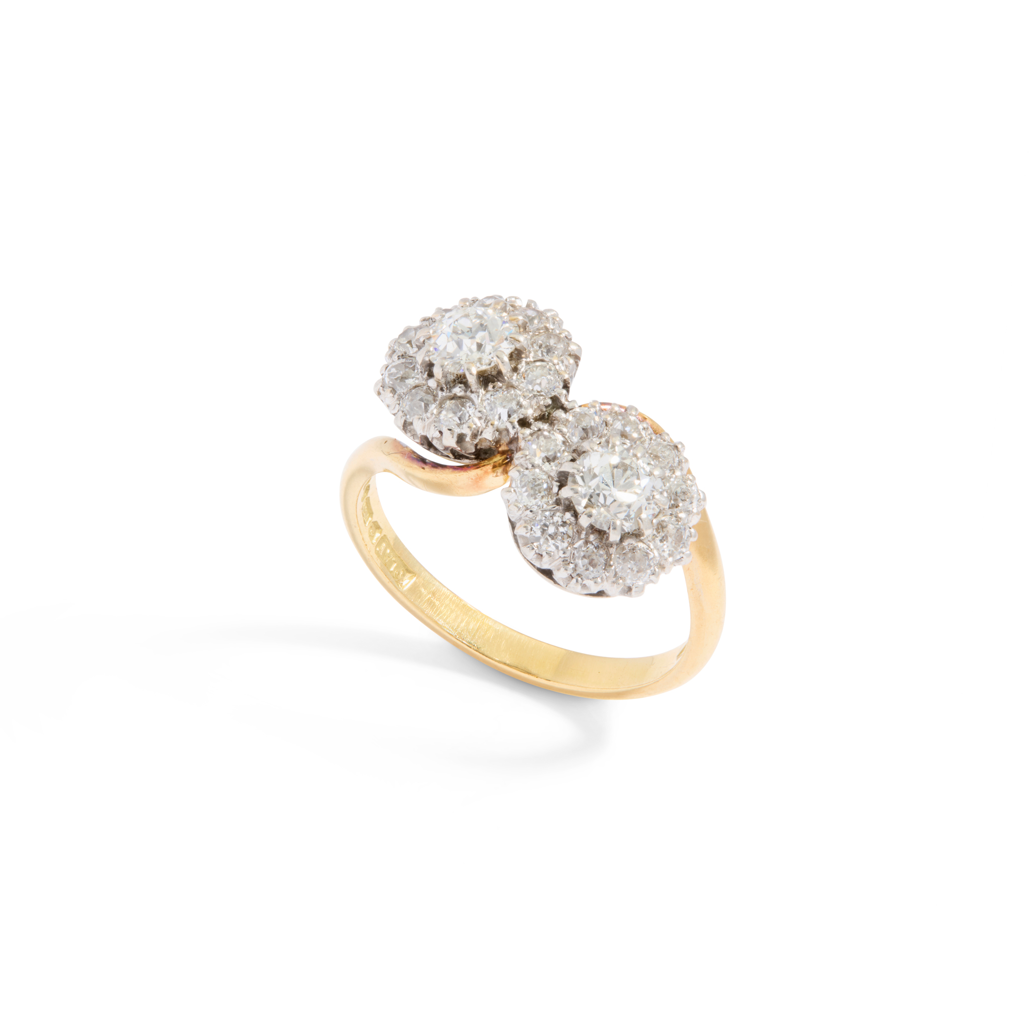 An 18ct gold diamond cluster 'Moi-et-Toi' ring
