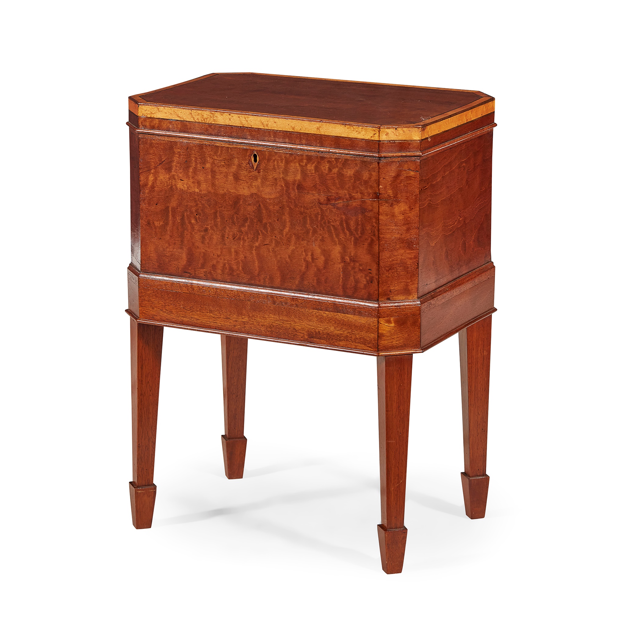GEORGIAN STYLE MAHOGANY AND SATINWOOD CELLARETTE