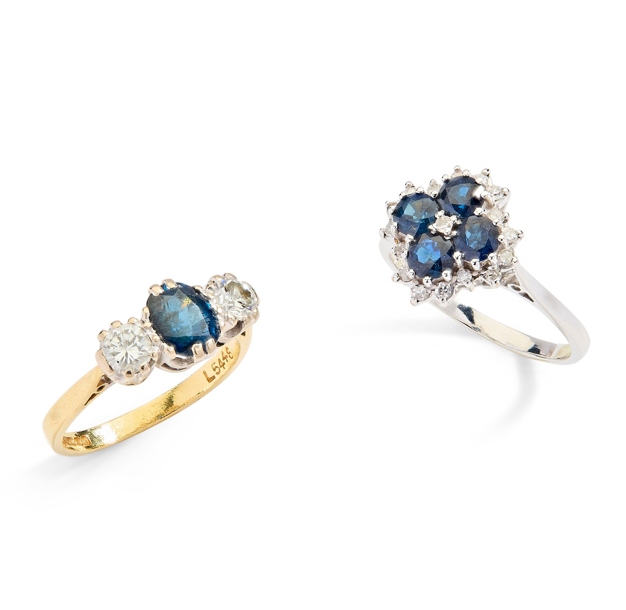 Two 18ct gold sapphire and diamond rings