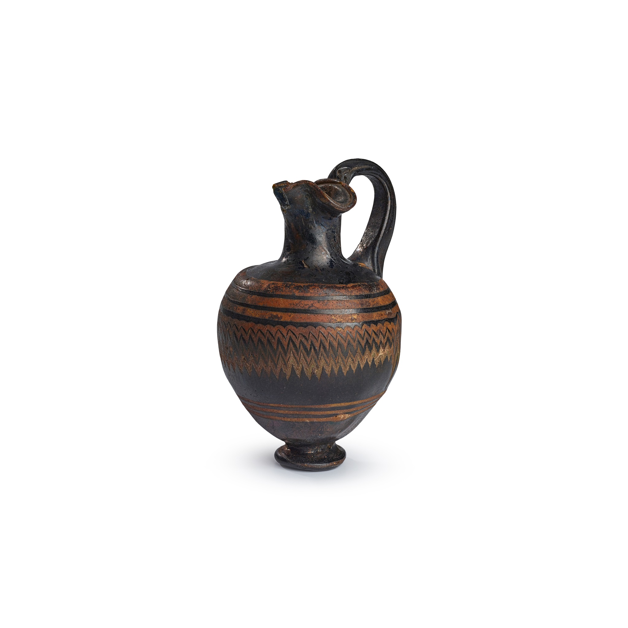 EASTERN MEDITERRANEAN MINIATURE CORE FORMED GLASS OINOCHOE