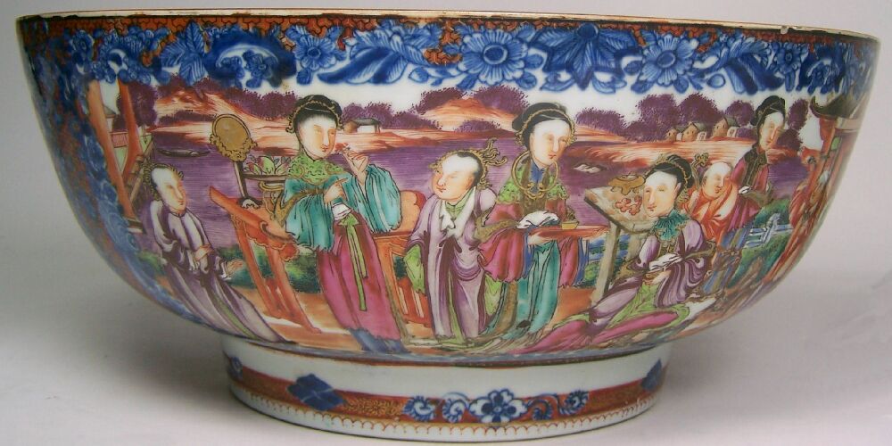 A large 18th century Chinese export punch bowl