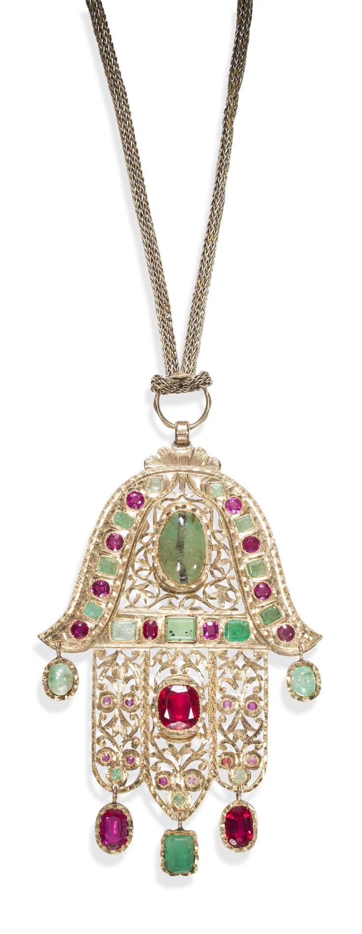 A multi-gem set Hamsa pendant