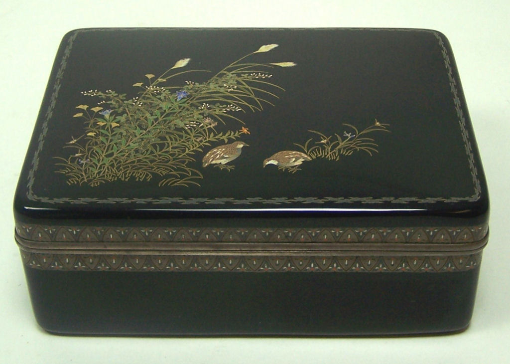 A Japanese cloisonne box and cover, Meiji period