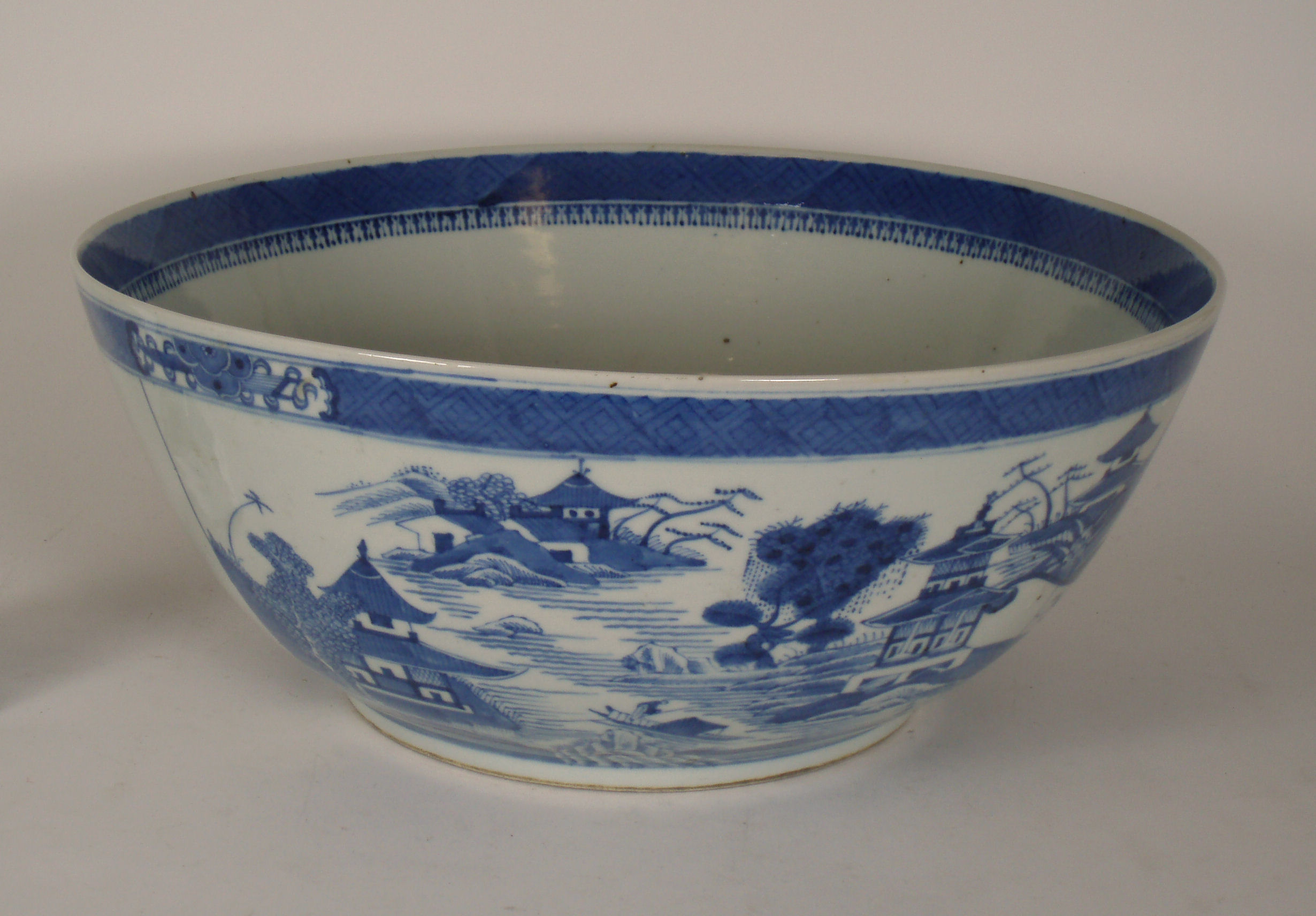 A large 19th century Chinese blue painted bowl