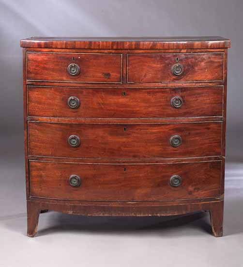 A George III mahogany bow front chest of drawers
