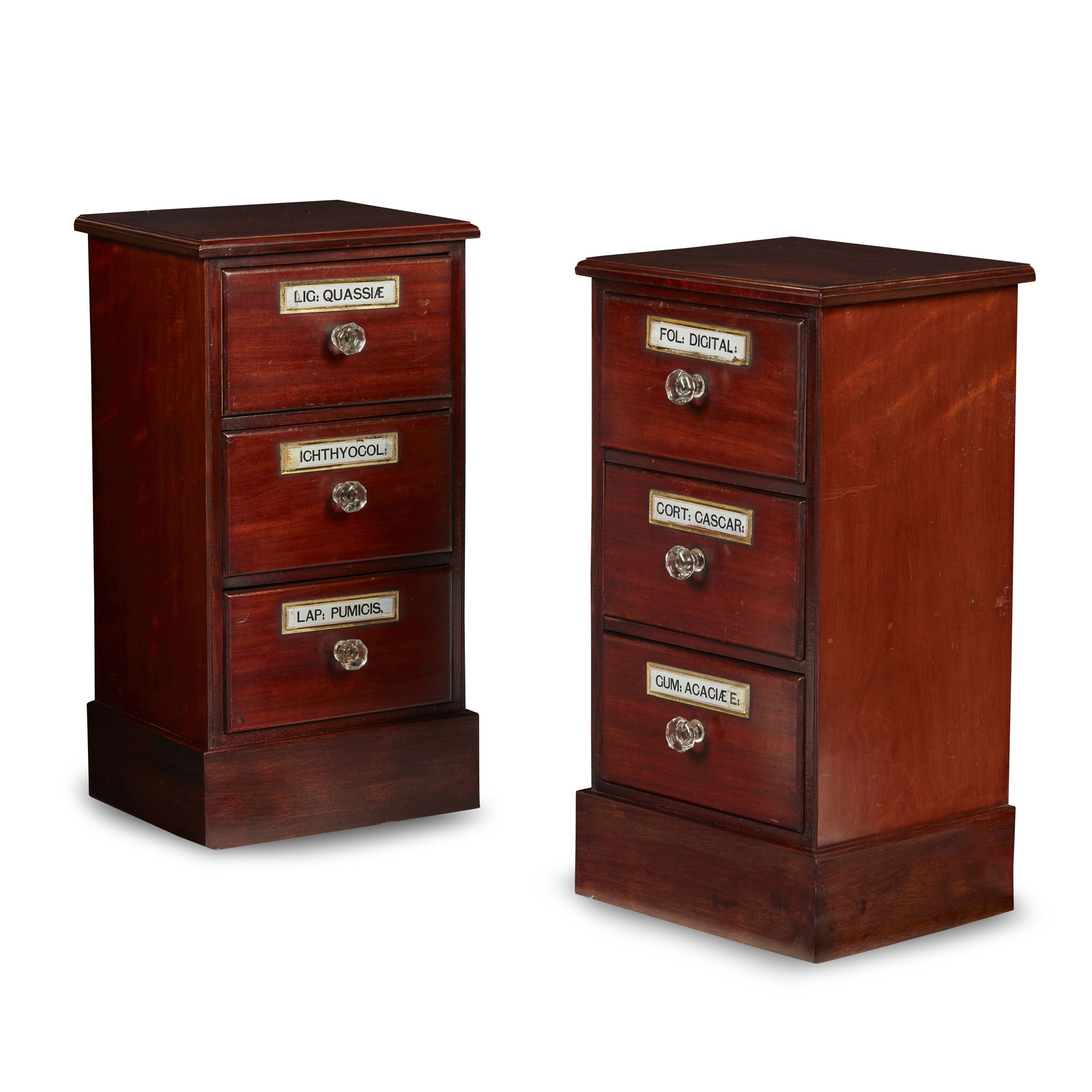 PAIR OF VICTORIAN MAHOGANY APOTHECARY CHESTS OF DRAWERS