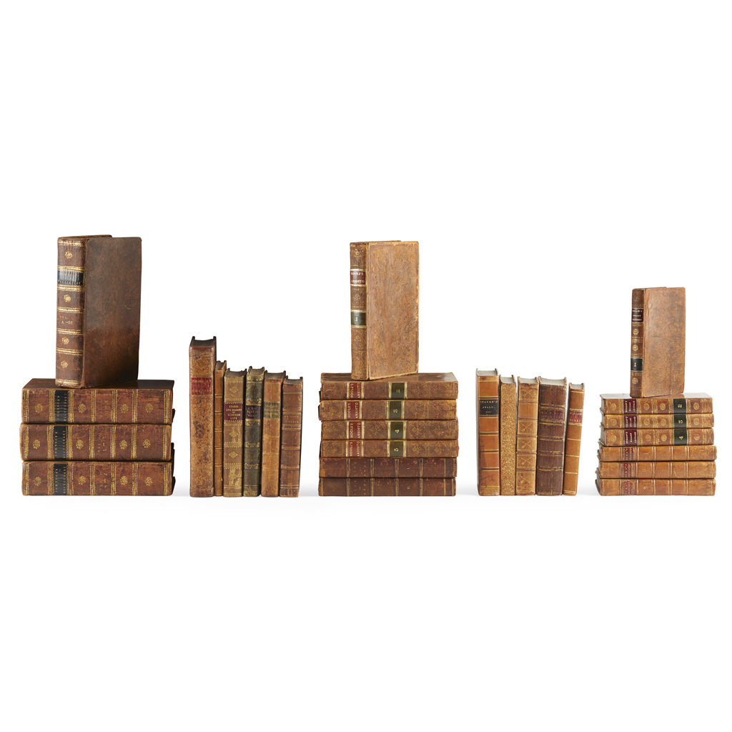 LITERATURE, 43 LEATHER BOUND VOLUMES, INCLUDING JOHNSON, SAMUEL