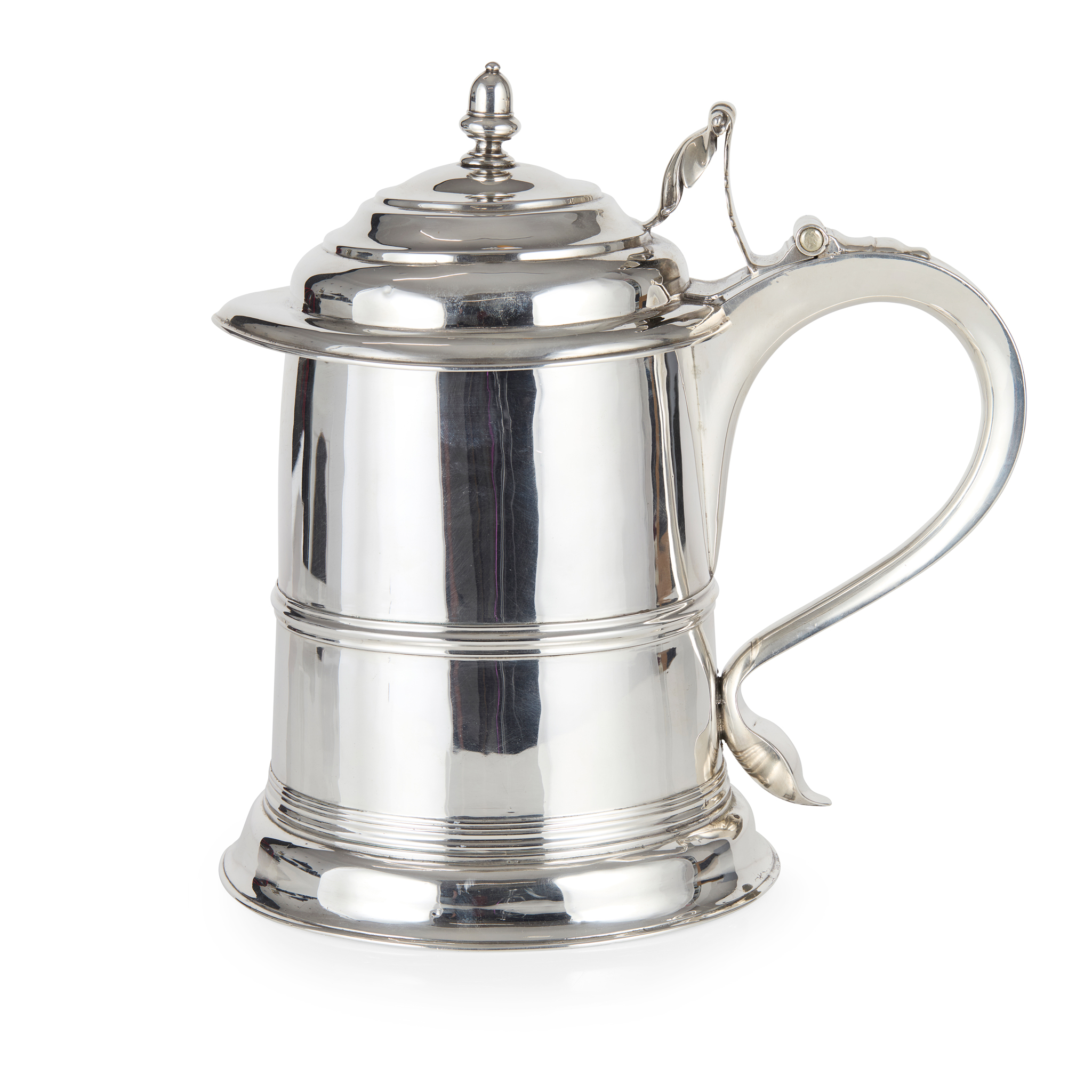 AN IMPRESSIVELY LARGE GEORGE II LIDDED TANKARD