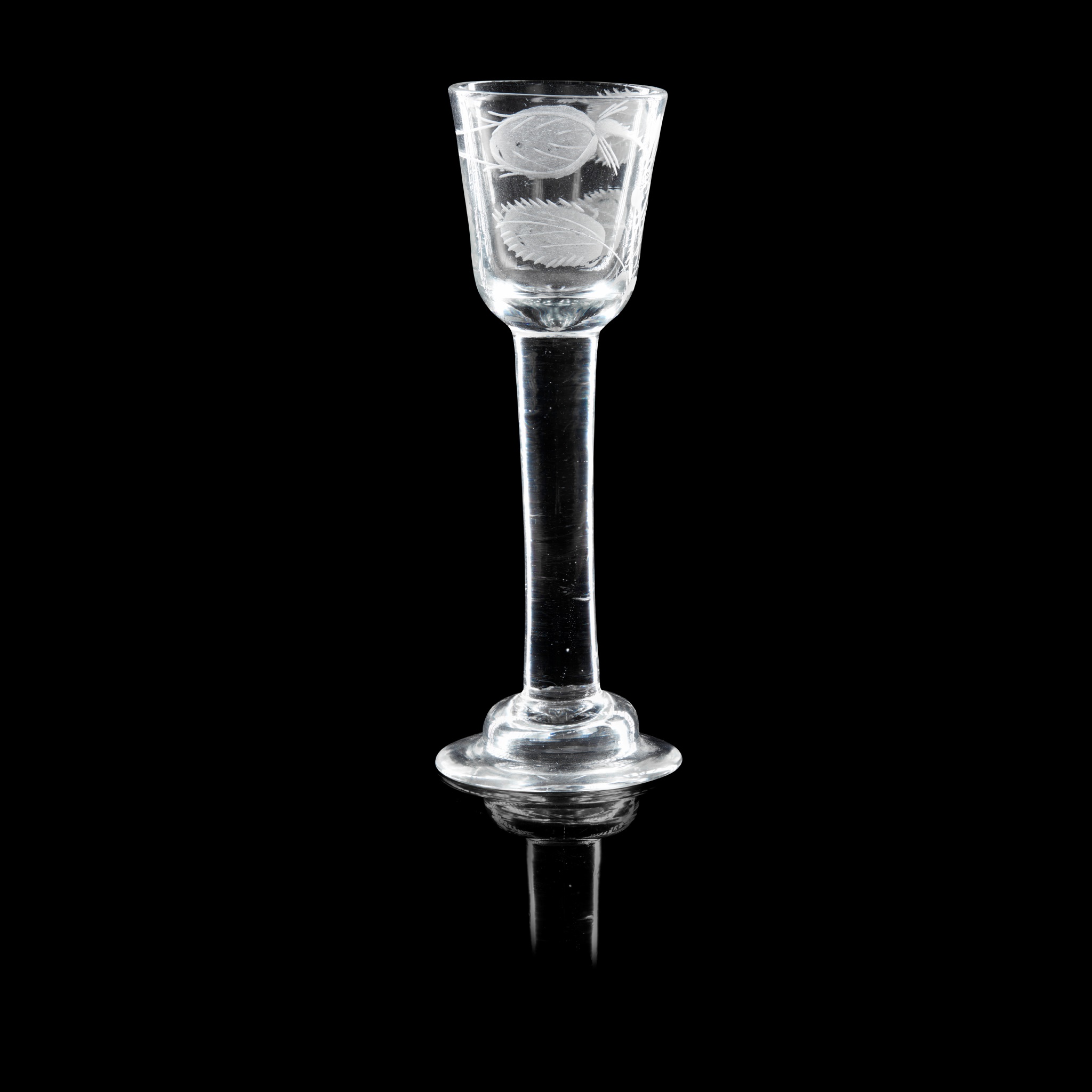 AN 18TH CENTURY JACOBITE STYLE WINE GLASS