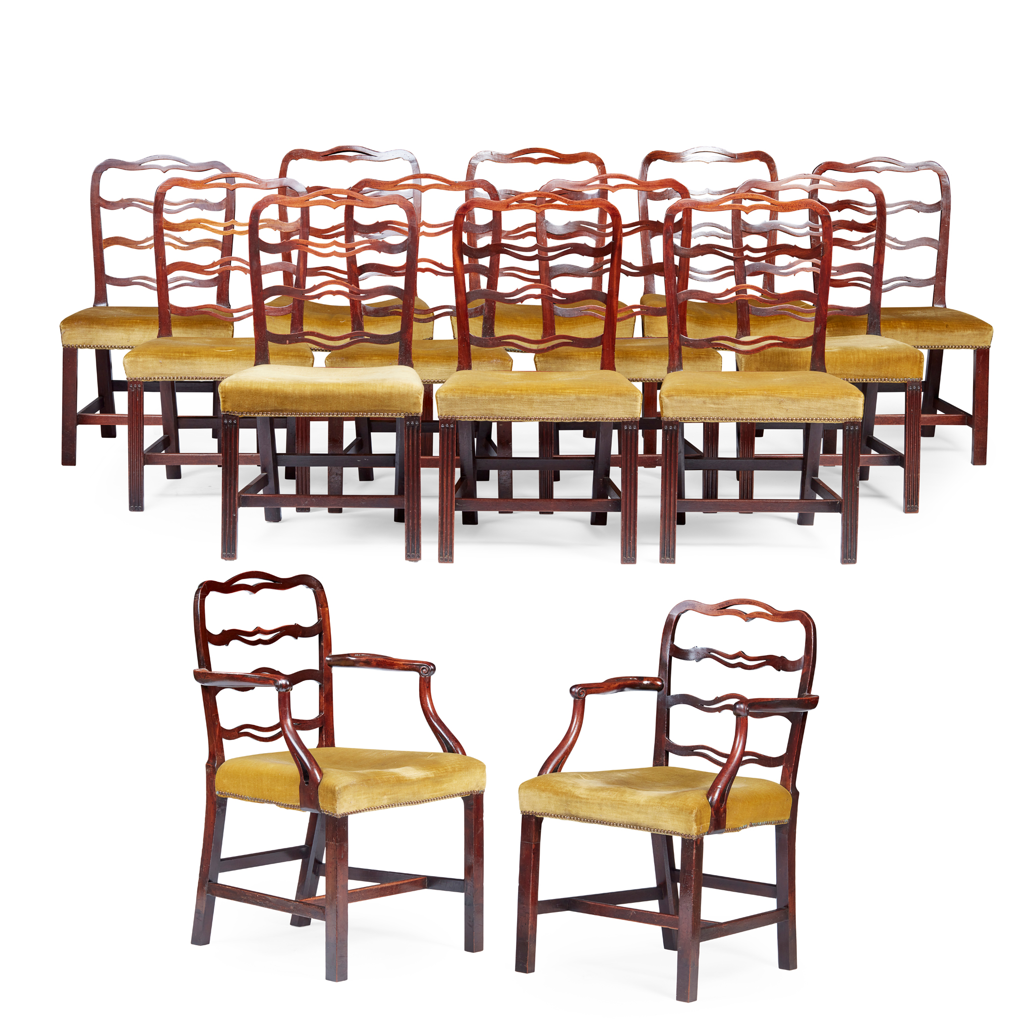COMPOSITE SET OF FOURTEEN SCOTTISH GEORGE III MAHOGANY DINING CHAIRS