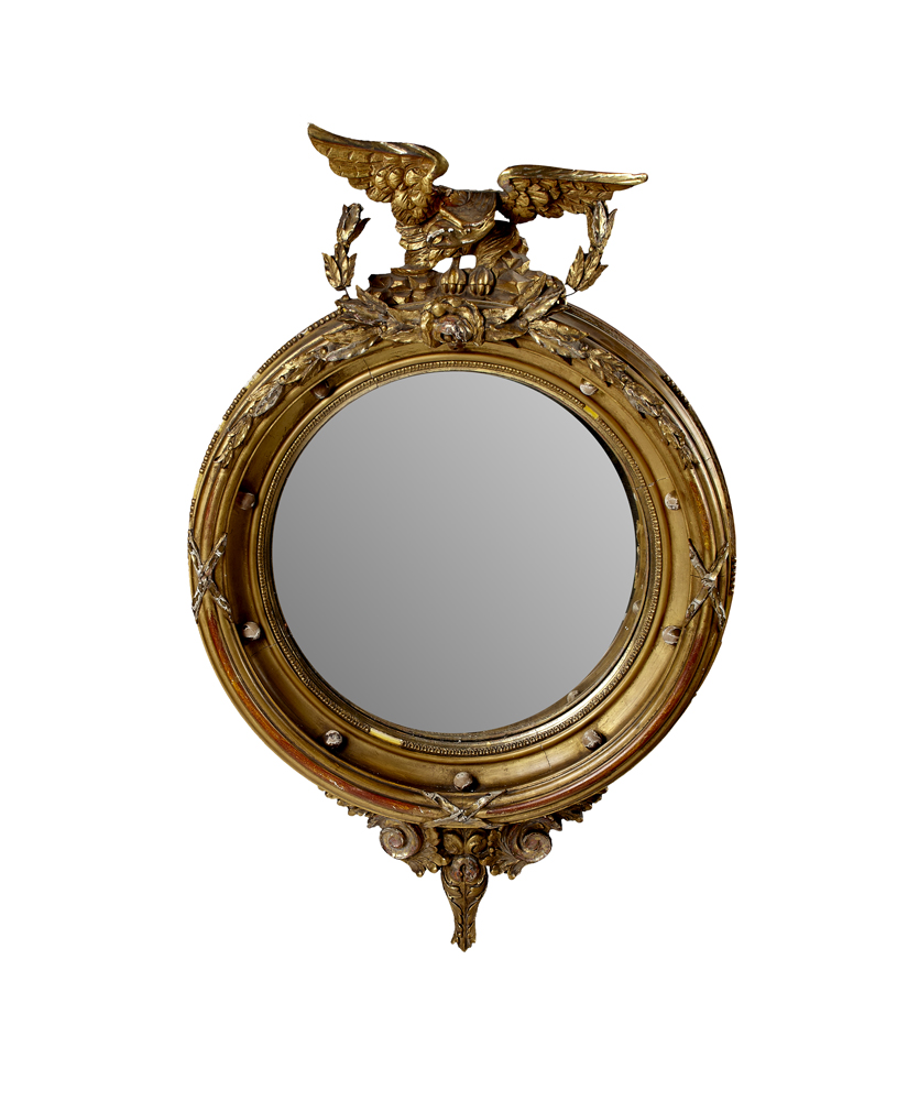 REGENCY GILTWOOD AND GESSO CONVEX MIRROR
