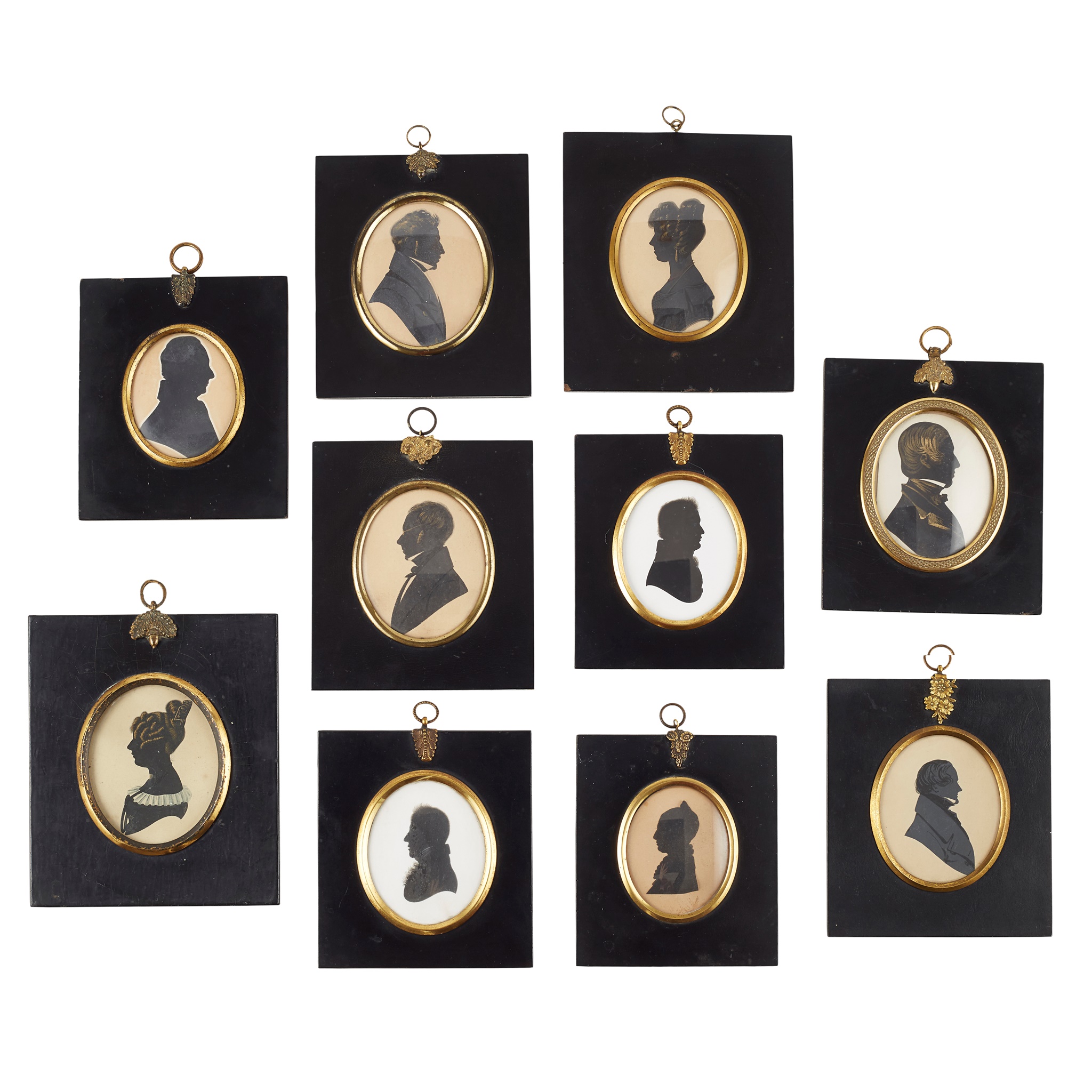 TEN FRAMED PORTRAIT SILHOUETTES