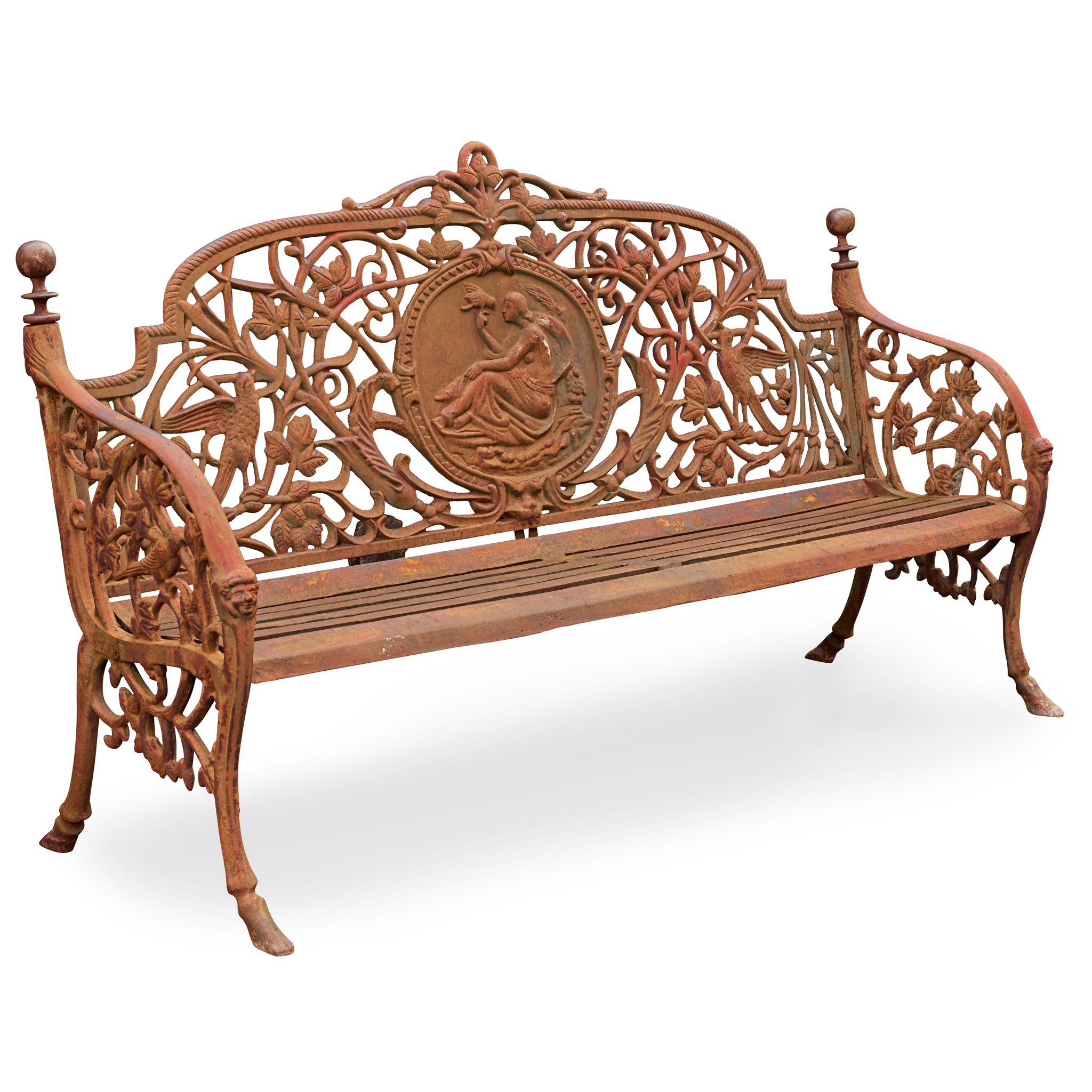 VICTORIAN CAST IRON 'MEDALLION' PATTERN GARDEN BENCH, PROBABLY COALBROOKDALE