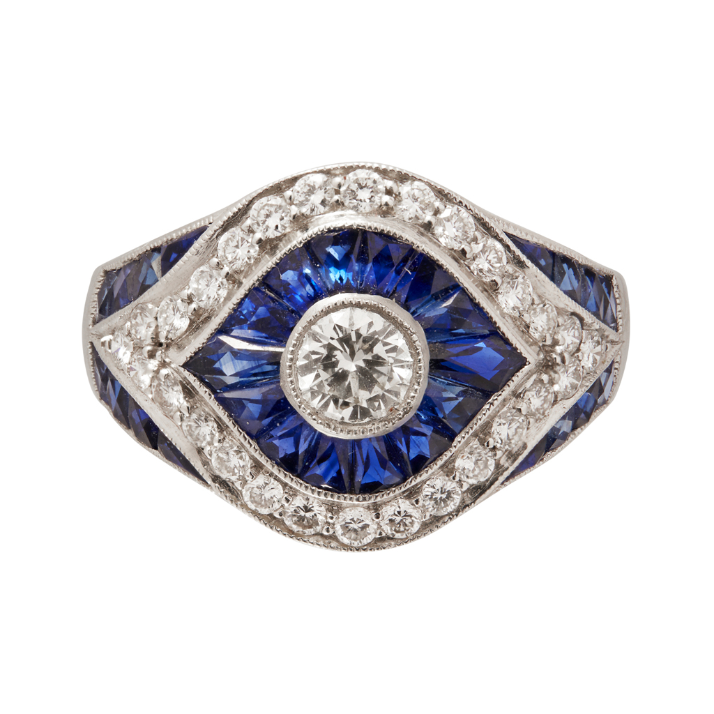 A sapphire and diamond set ring