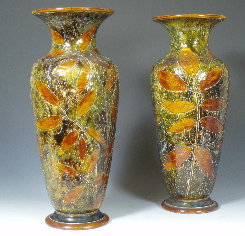 A pair of late 19th century Doulton Lambeth vases