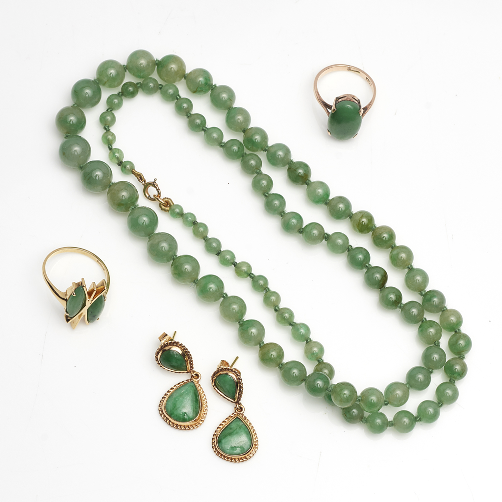 A collection of jade set jewellery