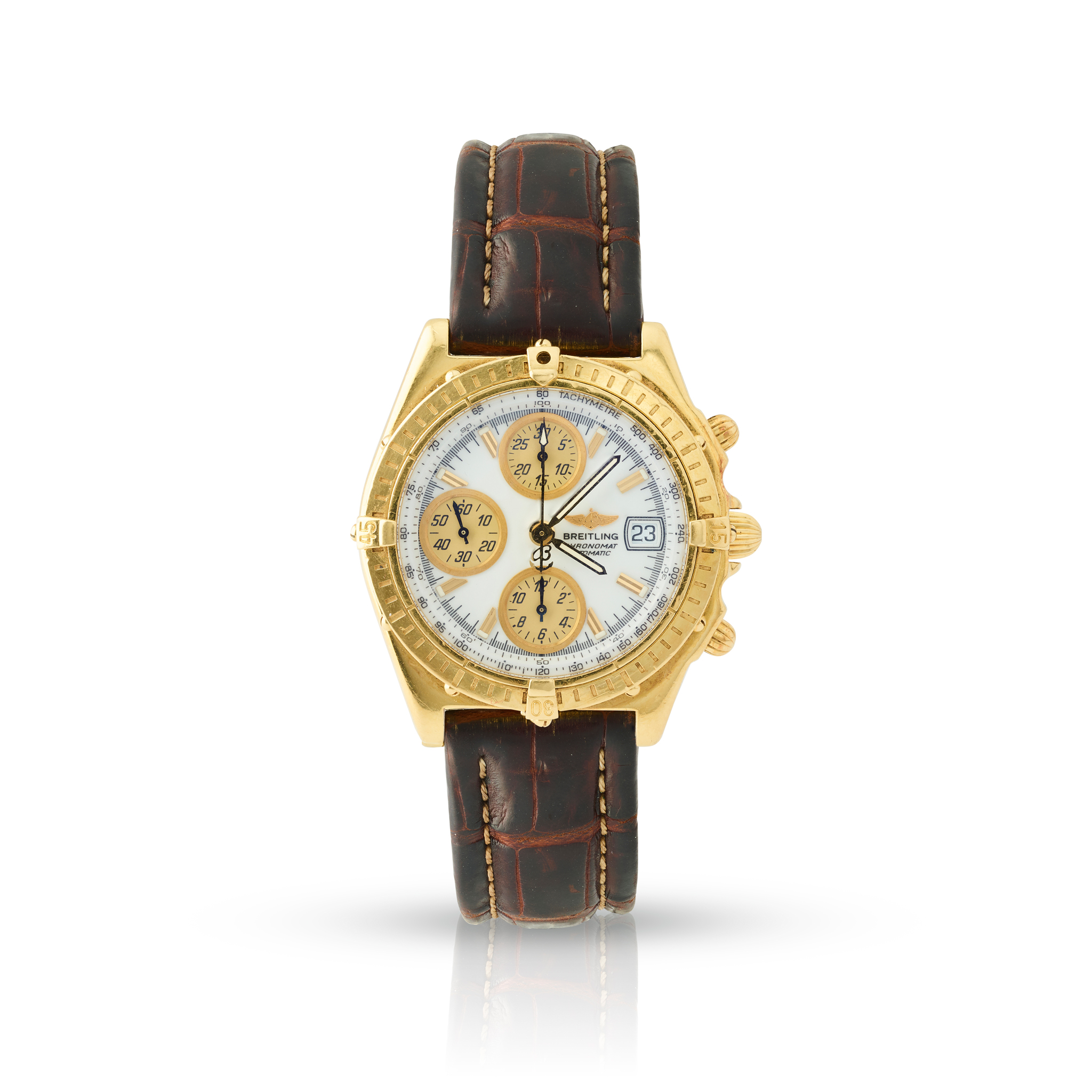 Breitling. An 18k yellow gold self-winding chronograph wristwatch
