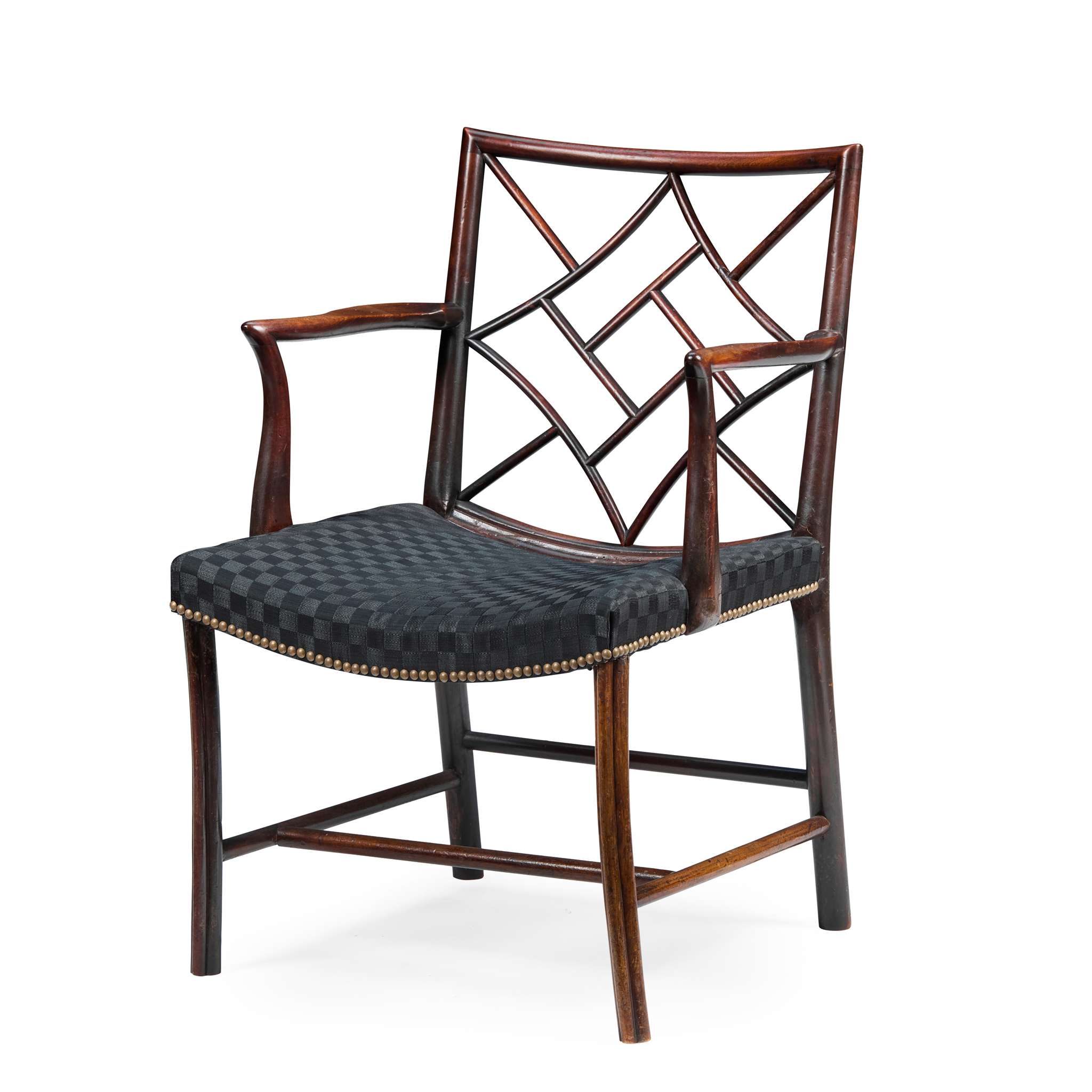 A SCOTTISH GEORGE III MAHOGANY 'COCKPEN' ARMCHAIR