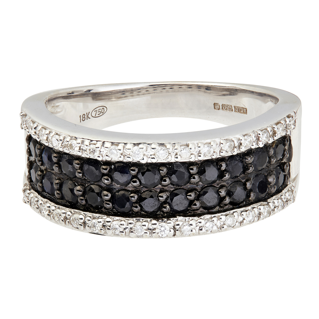 A black diamond set half-eternity ring