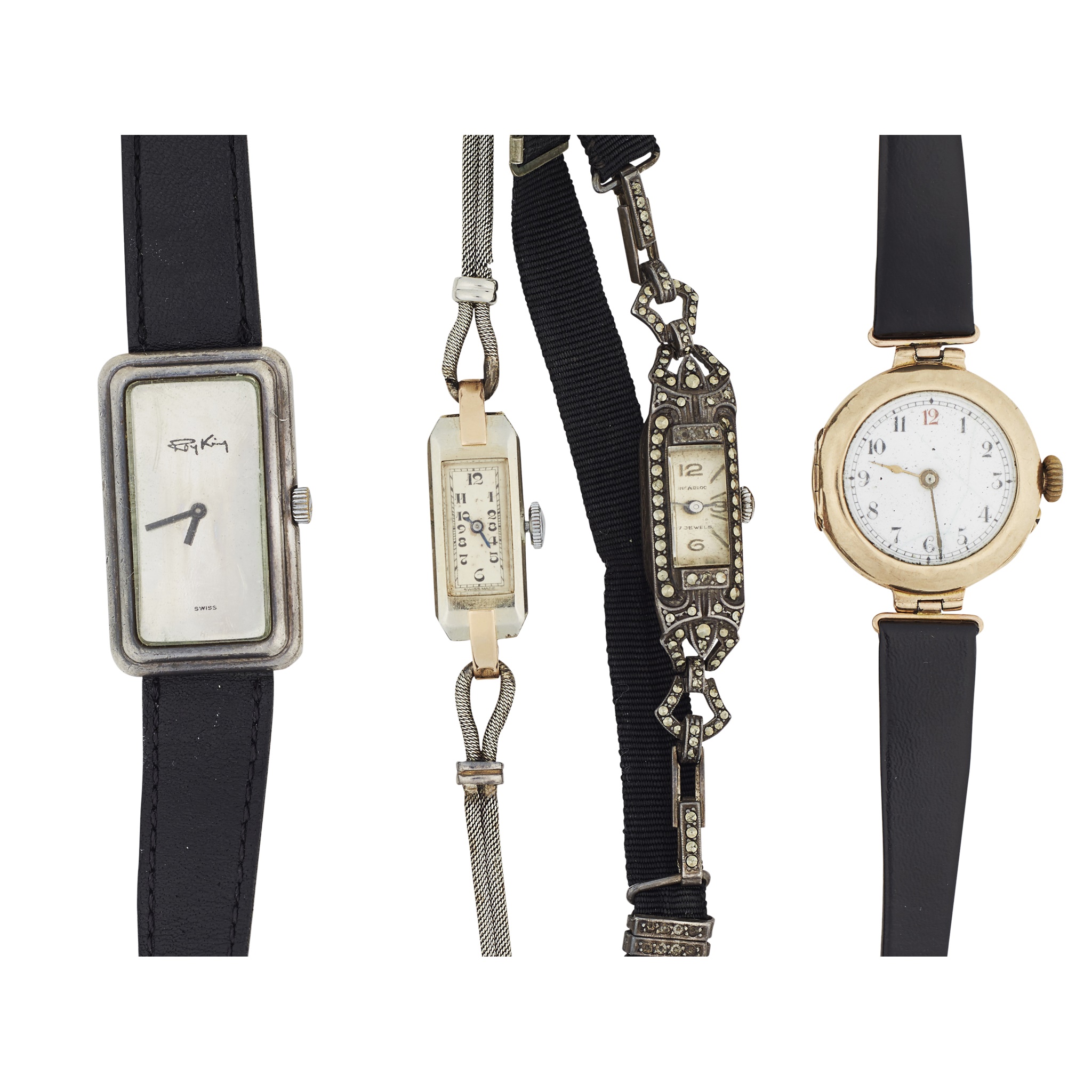 A collection of four wrist watches