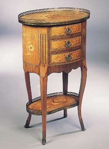 A late 19th century kingwood and satinwood Transitional style table a ecrire