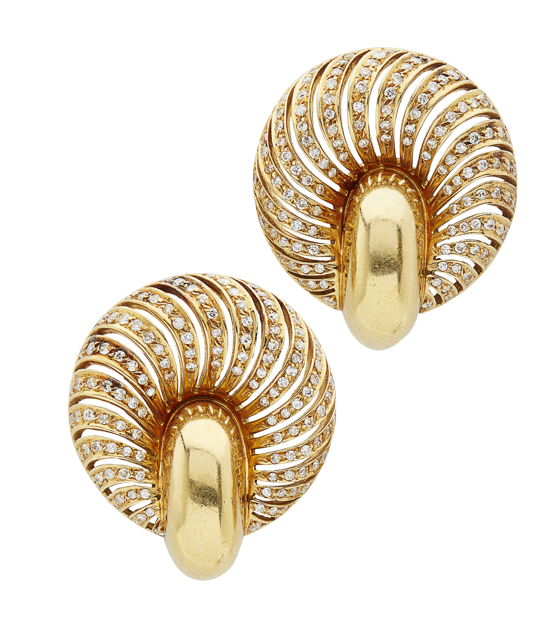 A pair of diamond set clip earrings
