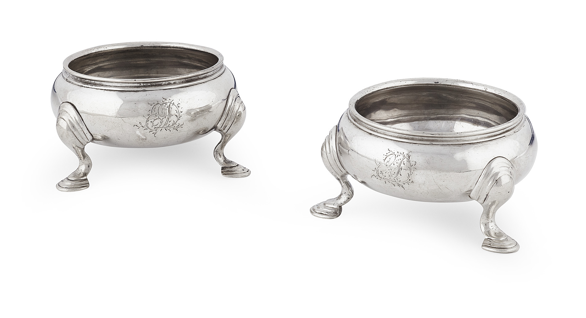 Dundee - a scarce pair of Scottish provincial cauldron salts