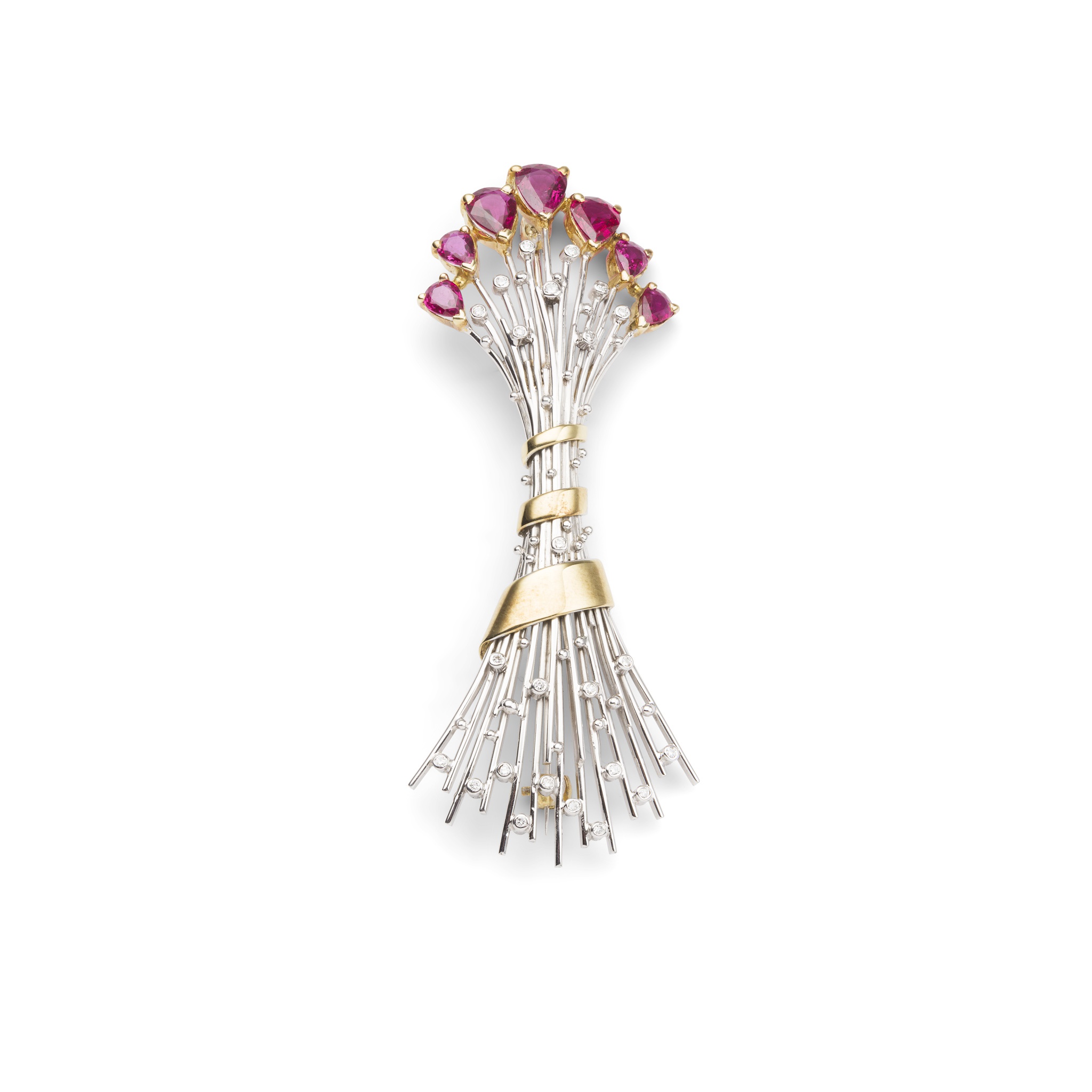 A ruby and diamond brooch