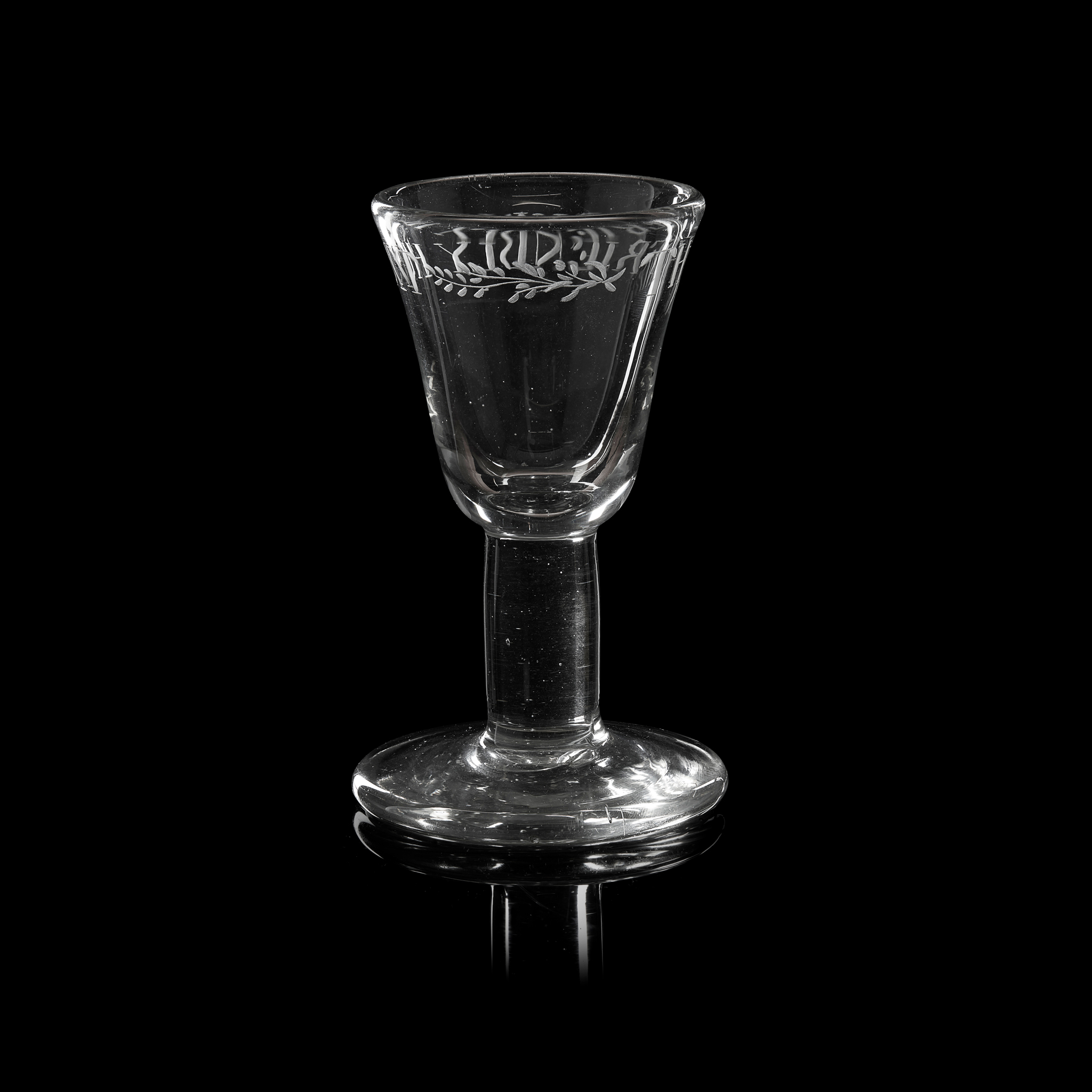 A CONTINENTAL 'FRIENDLY HUNT' FIRING GLASS OF JACOBITE INTEREST