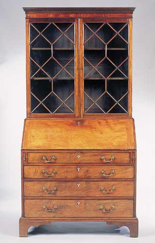 A George III mahogany bureau bookcase