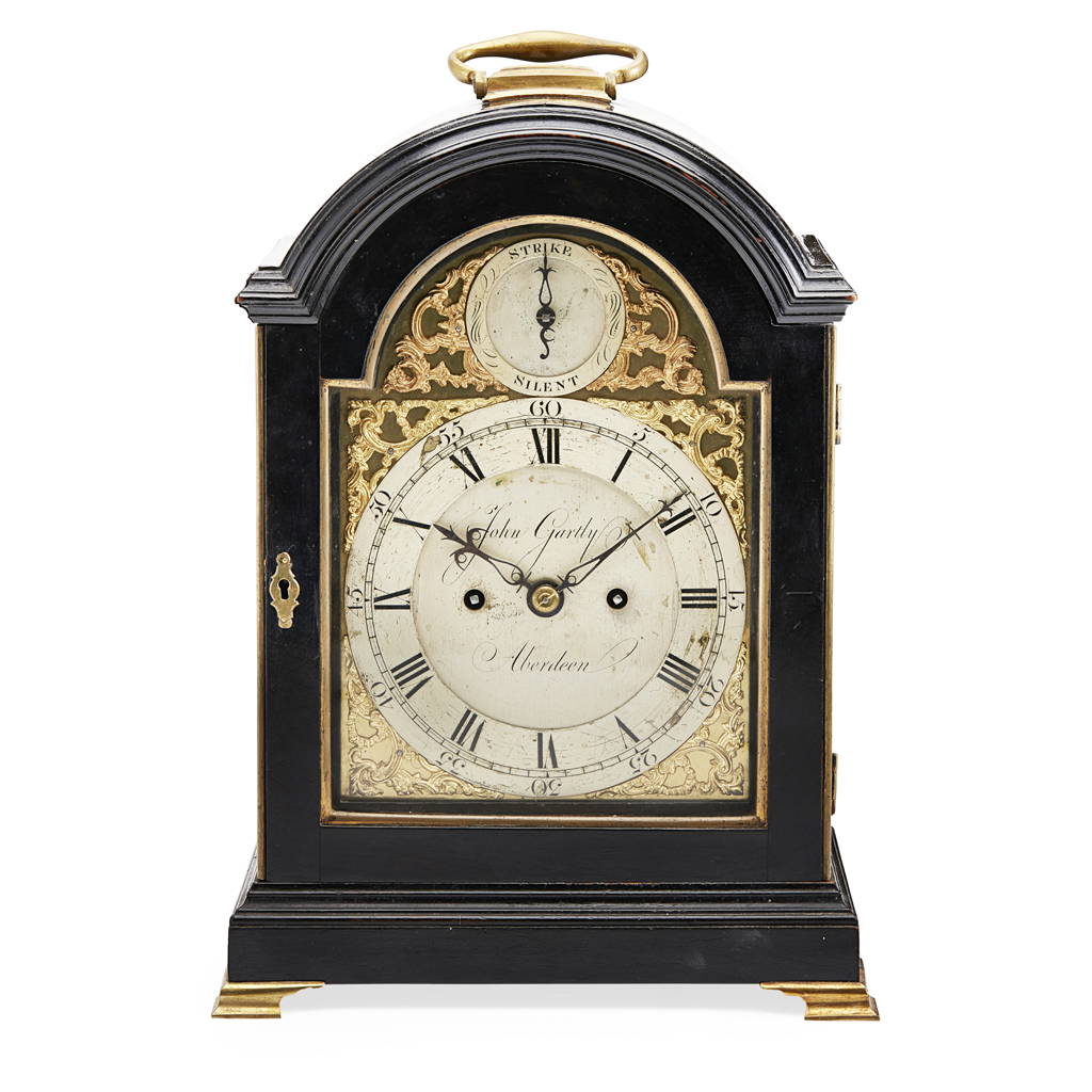 SCOTTISH GEORGE III EBONISED BRACKET CLOCK, JOHN GARTLY, ABERDEEN