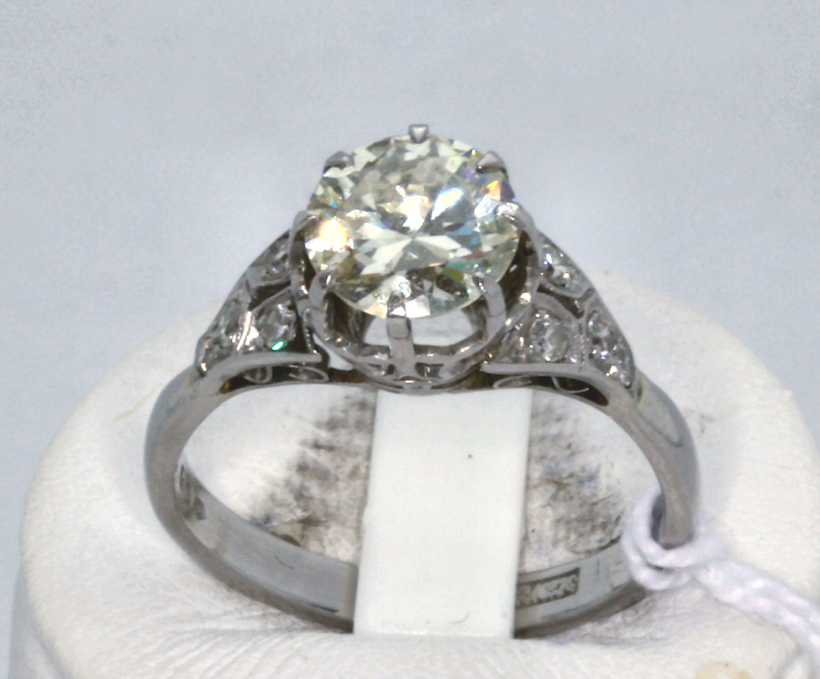 A platinum mounted diamond ring,
