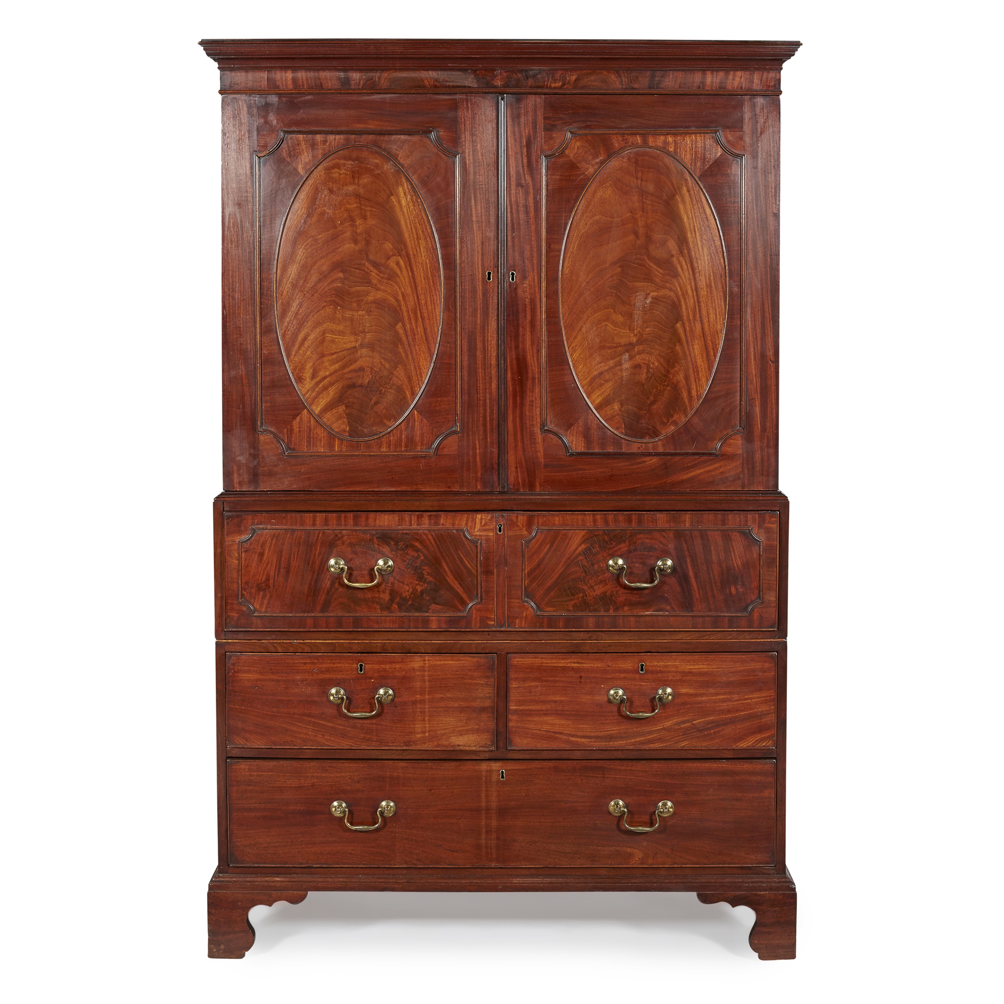 GEORGE III MAHOGANY SECRETAIRE PRESS CUPBOARD
