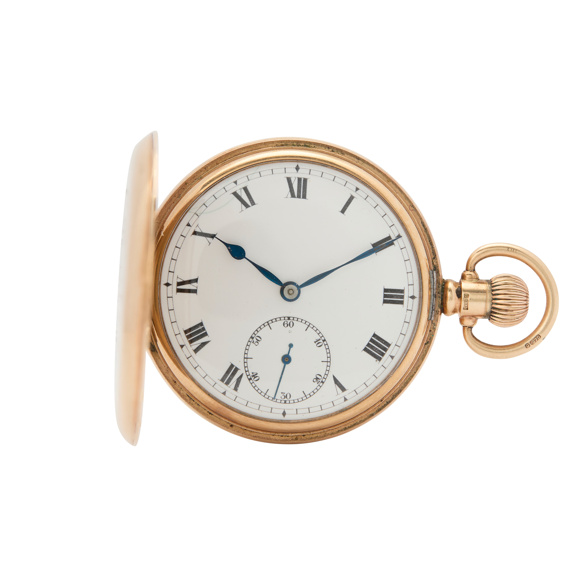 J.M.C Swiss. A 9k gold hunting cased pocket watch