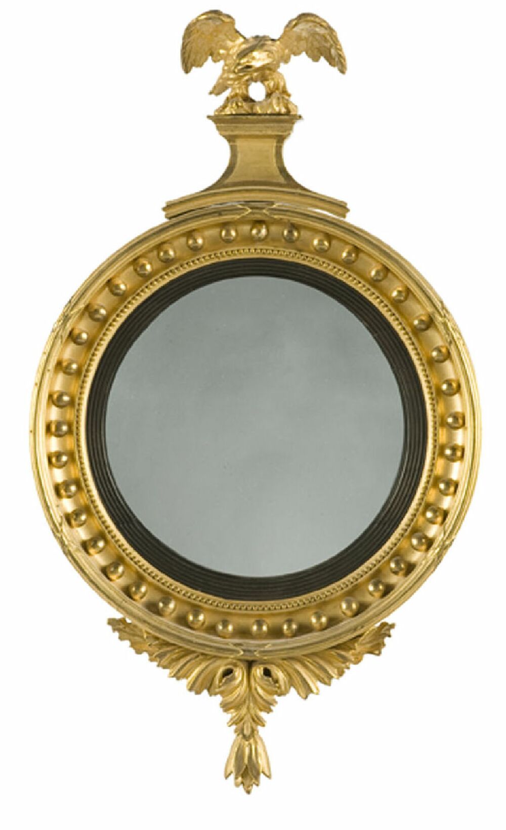 A small Regency giltwood and gesso convex mirror