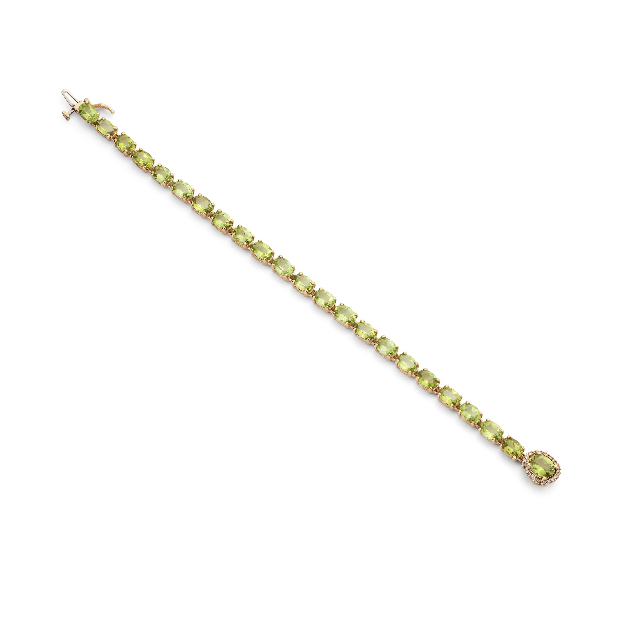 A peridot and diamond bracelet