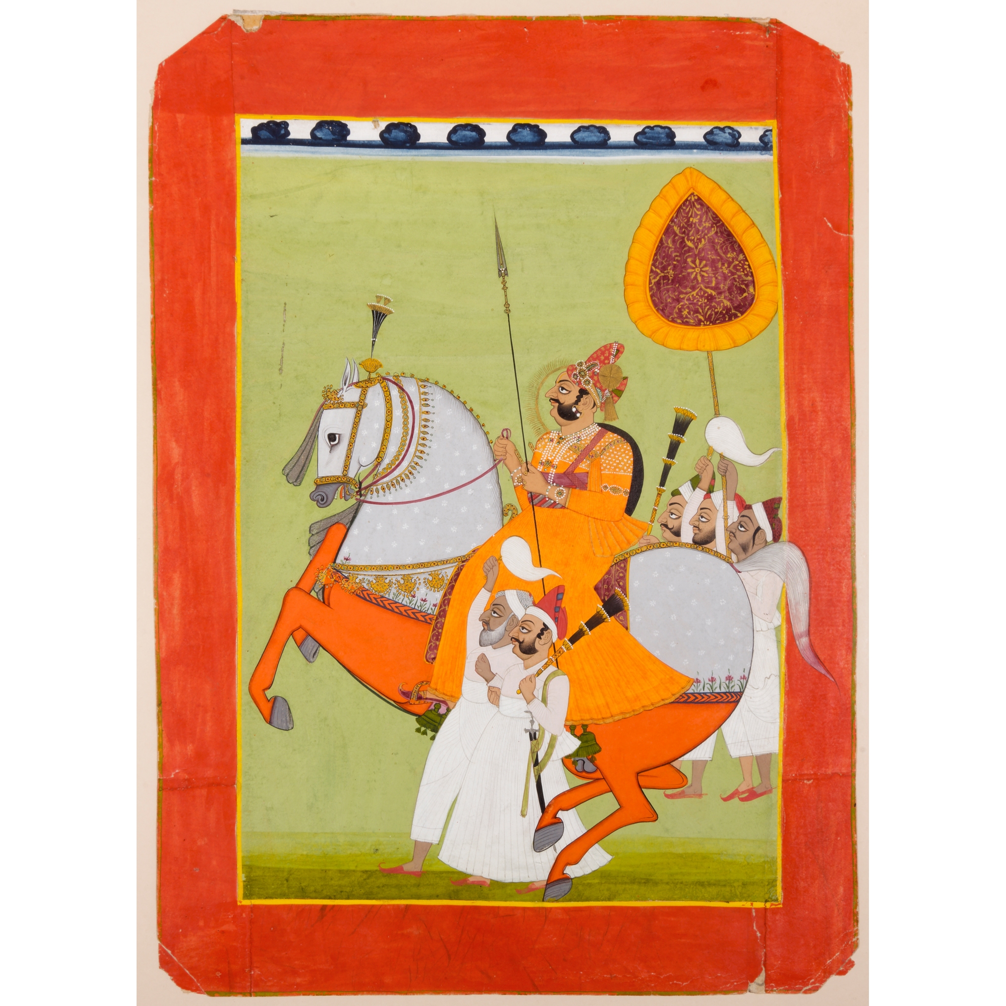 A RAJPUT EQUESTRIAN PORTRAIT OF MAHARAJA BHEEM SINGH (R. 1784-1804)