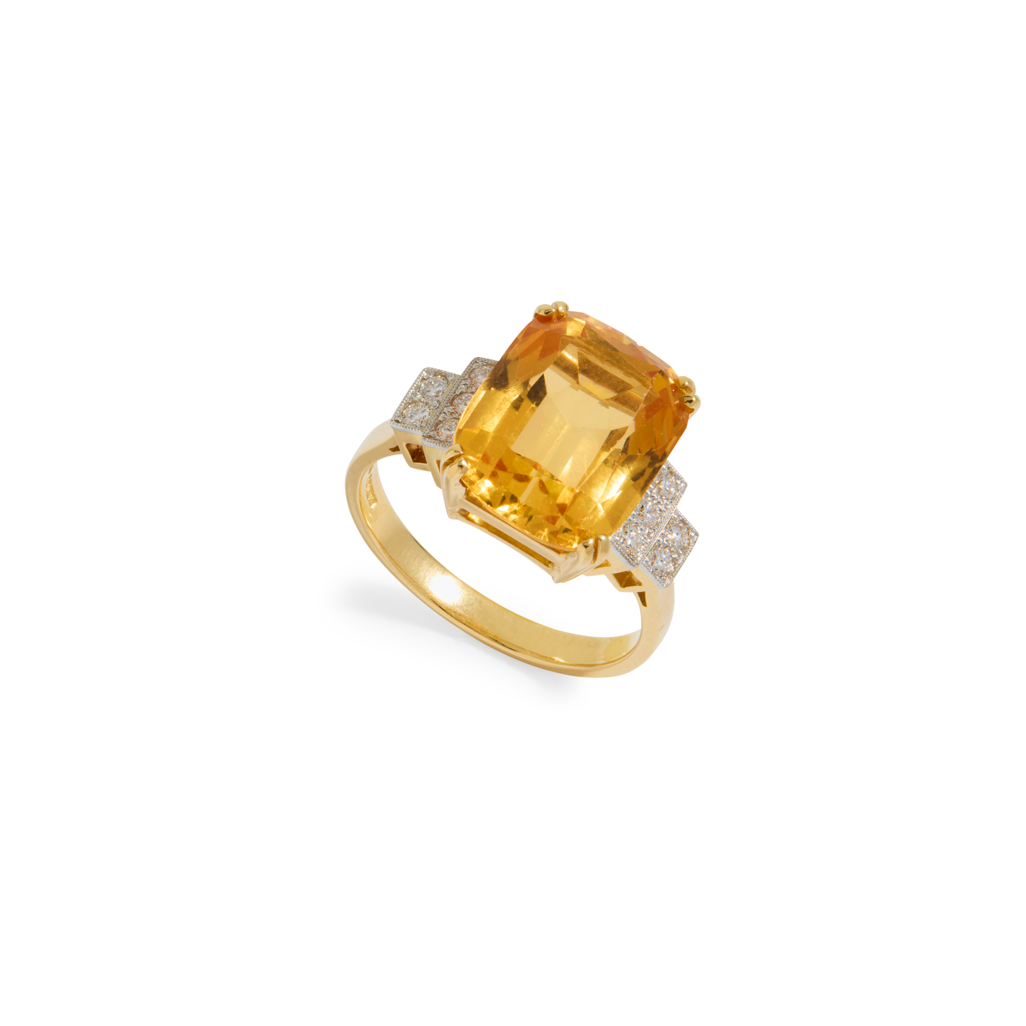 An 18ct gold topaz and diamond cocktail ring