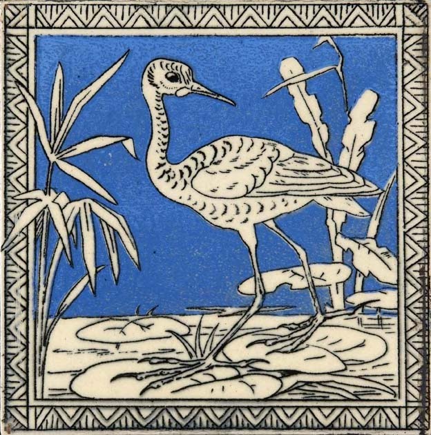 A group of six Minton Aesthetic Movement tiles,