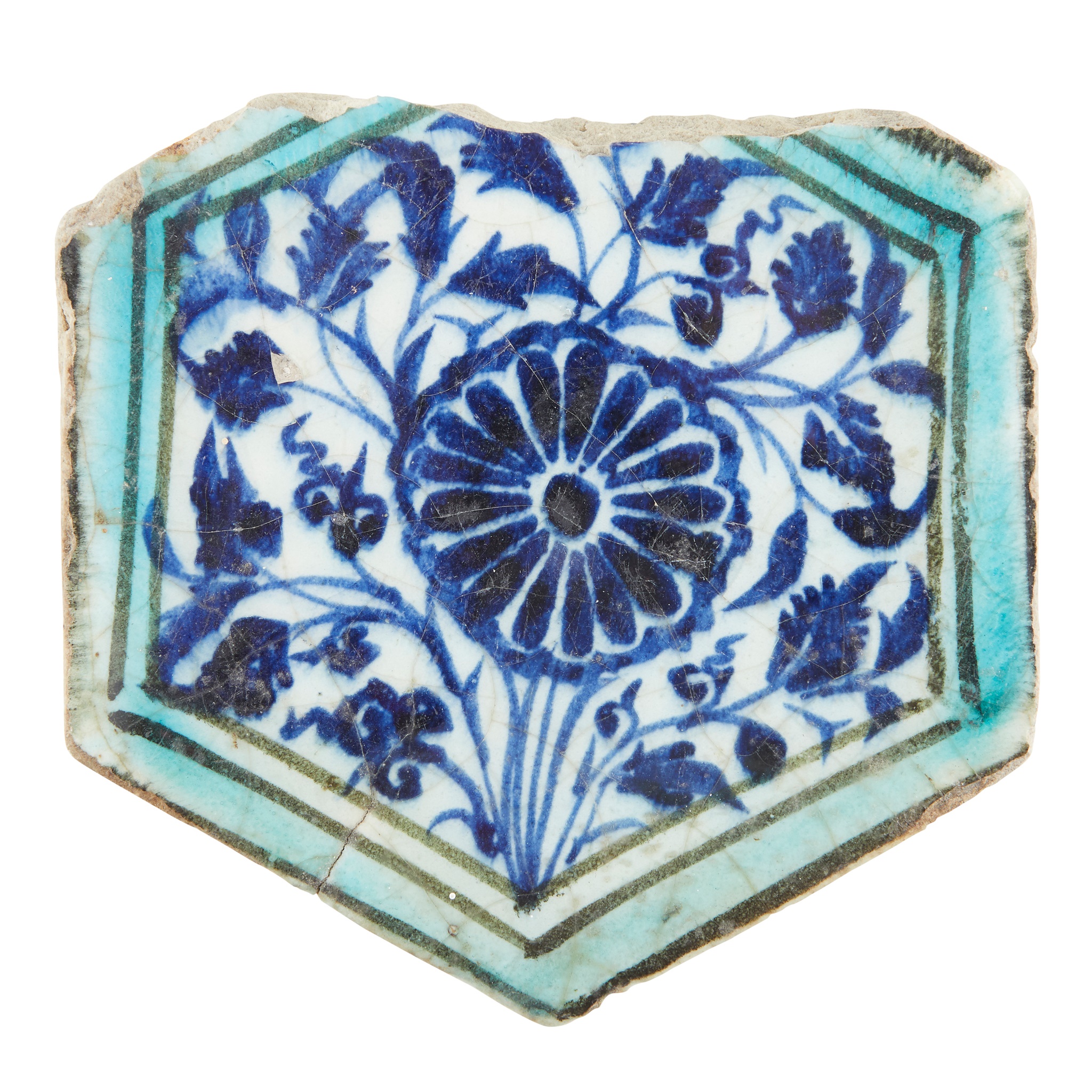 MAMLUK BLUE AND WHITE POTTERY TILE