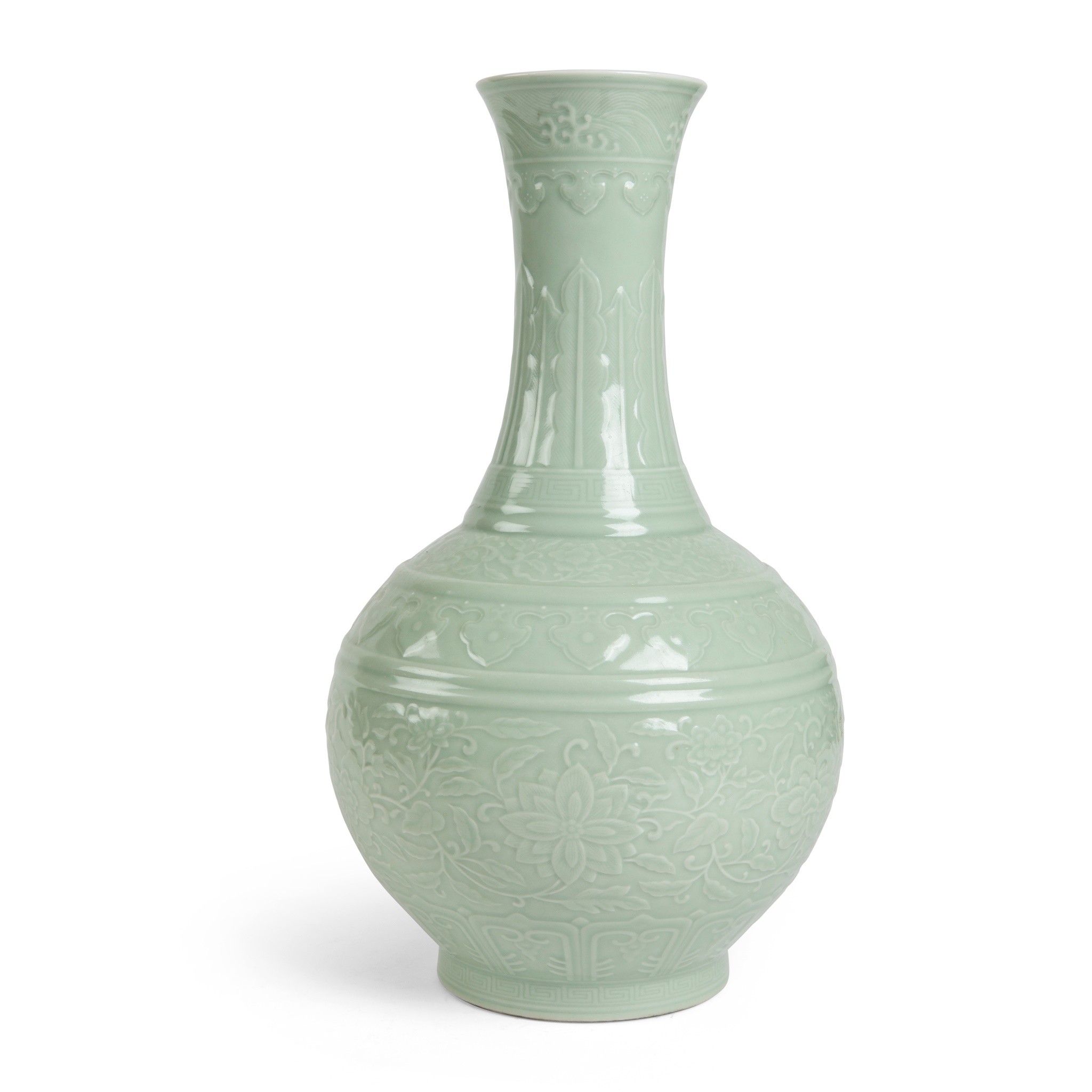 CELADON-GLAZED 'LOTUS' VASE