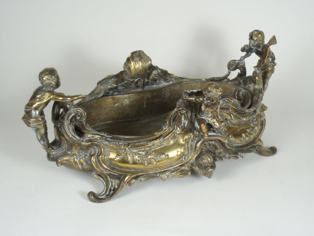 A 19th century gilt metal rococo style jardiniere