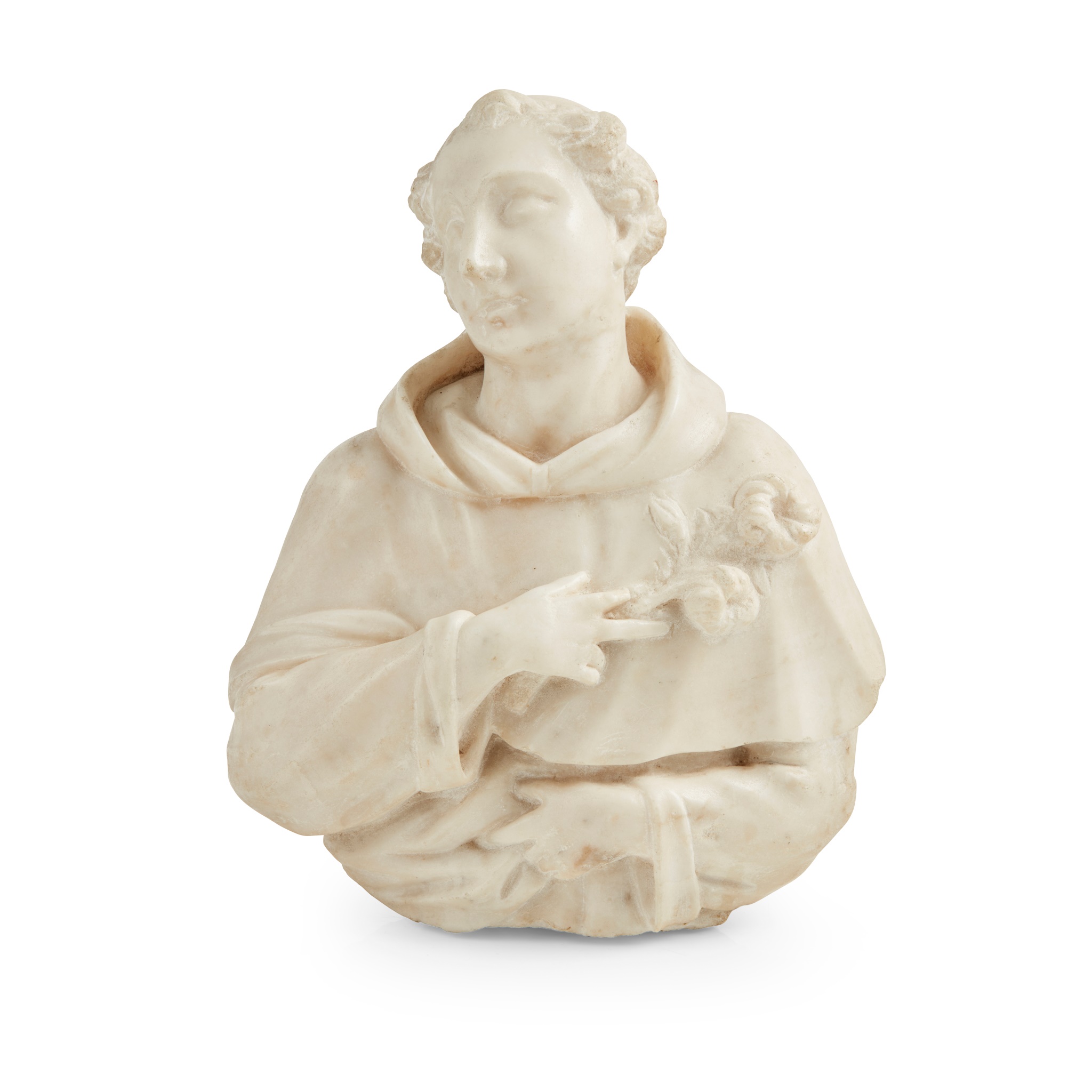 GENOESE SMALL MARBLE BUST OF ST ANTHONY OF PADUA