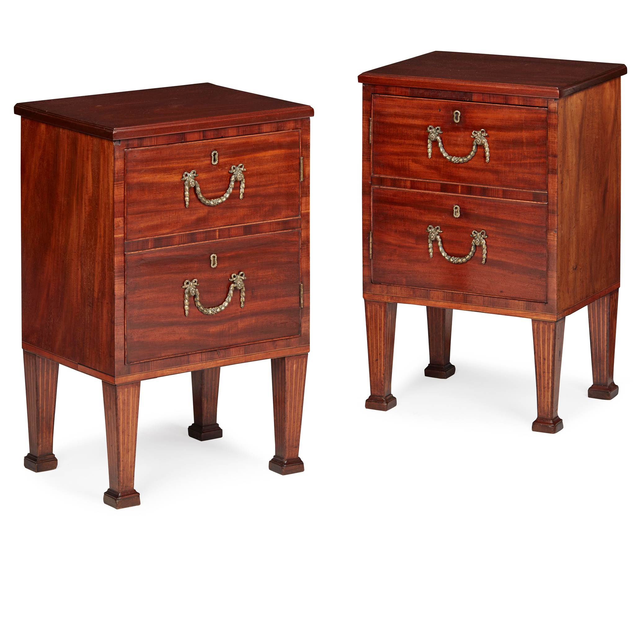 PAIR OF GEORGE III MAHOGANY BEDSIDE CABINETS