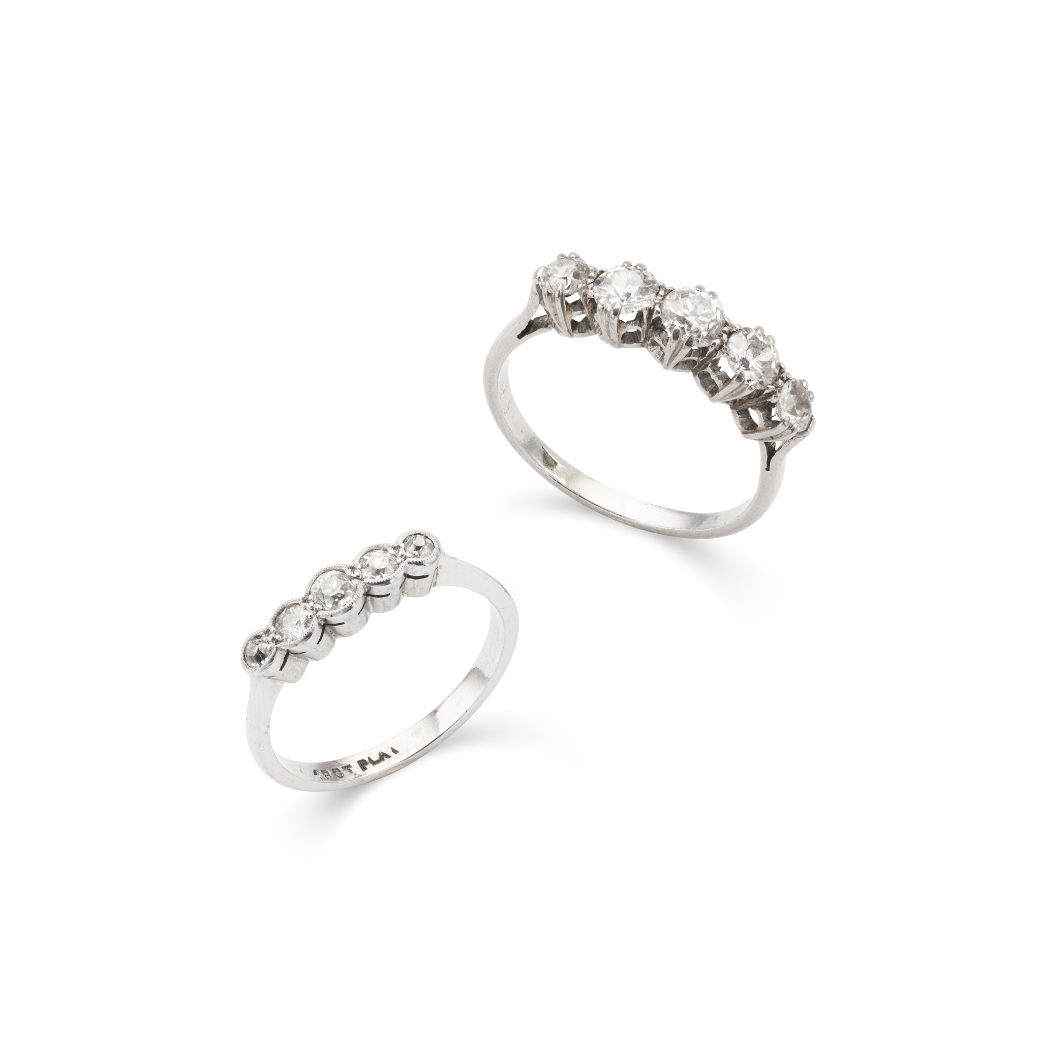 Two five claw-set diamond rings