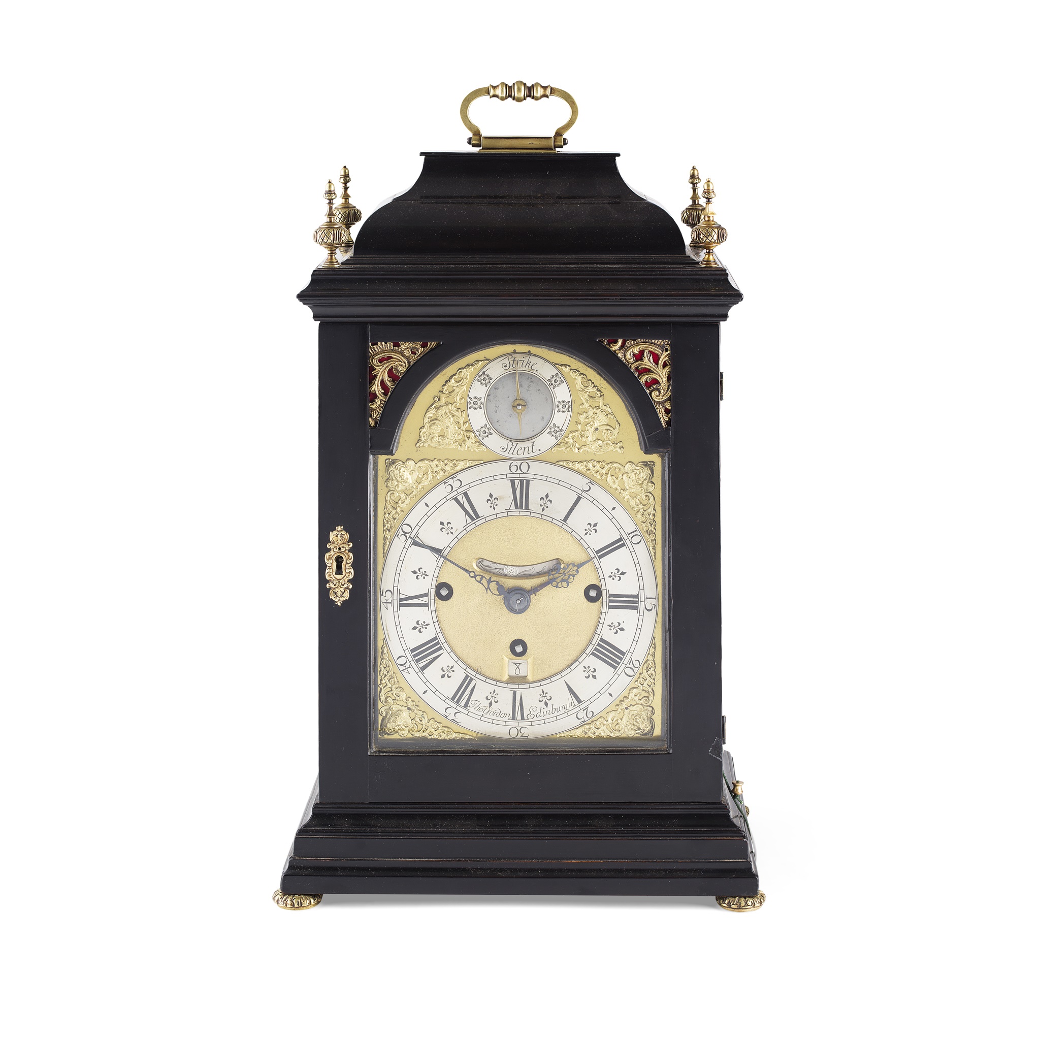 RARE GEORGE II GRAND-SONNERIE EBONISED BRACKET CLOCK, THOMAS GORDON, EDINBURGH