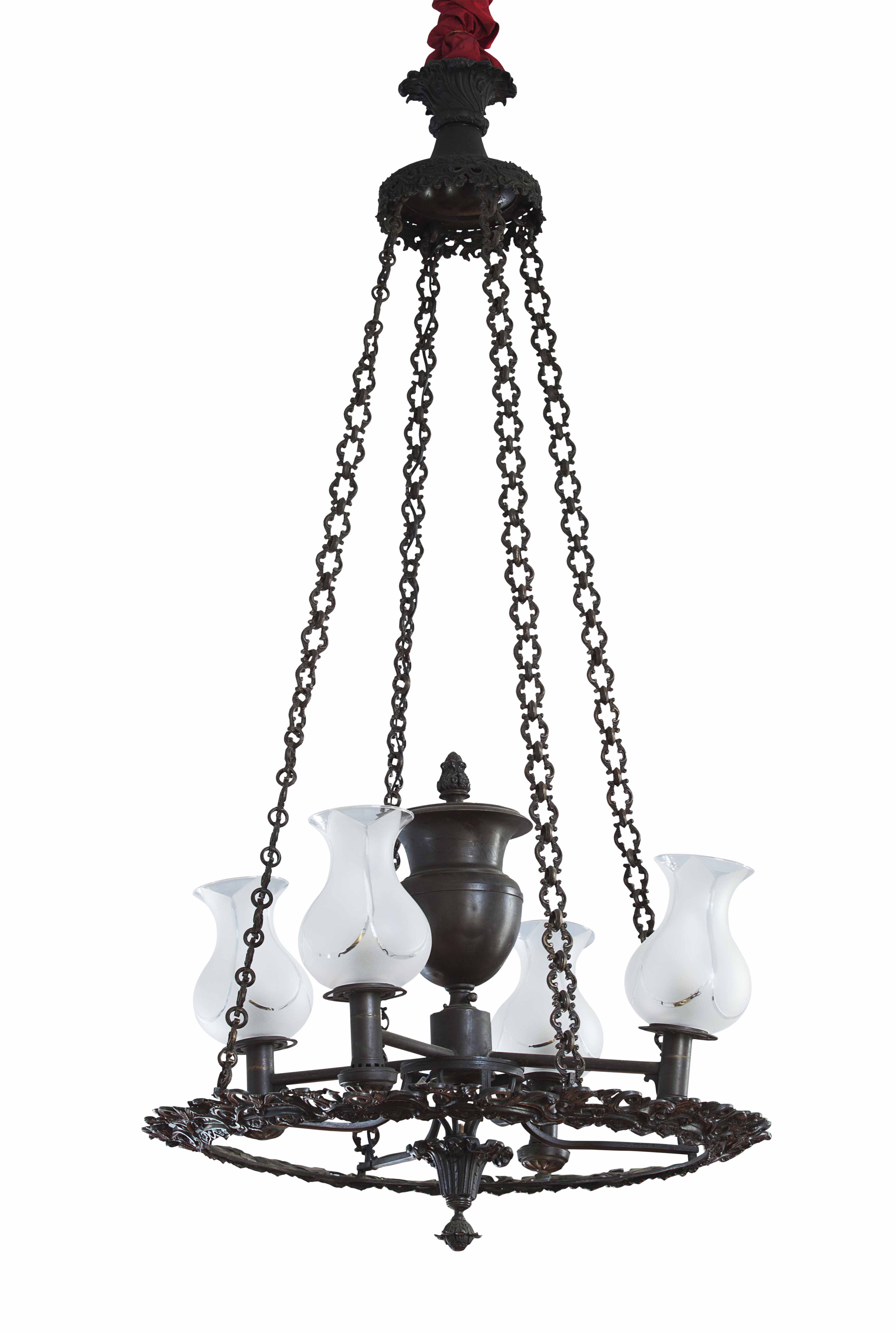 REGENCY PATINATED BRONZE COLZA CHANDELIER