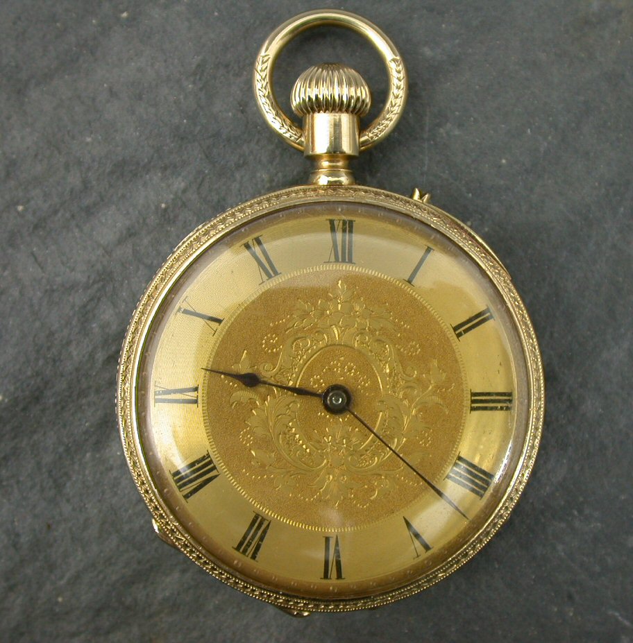 An 18ct gold open faced pocket watch,