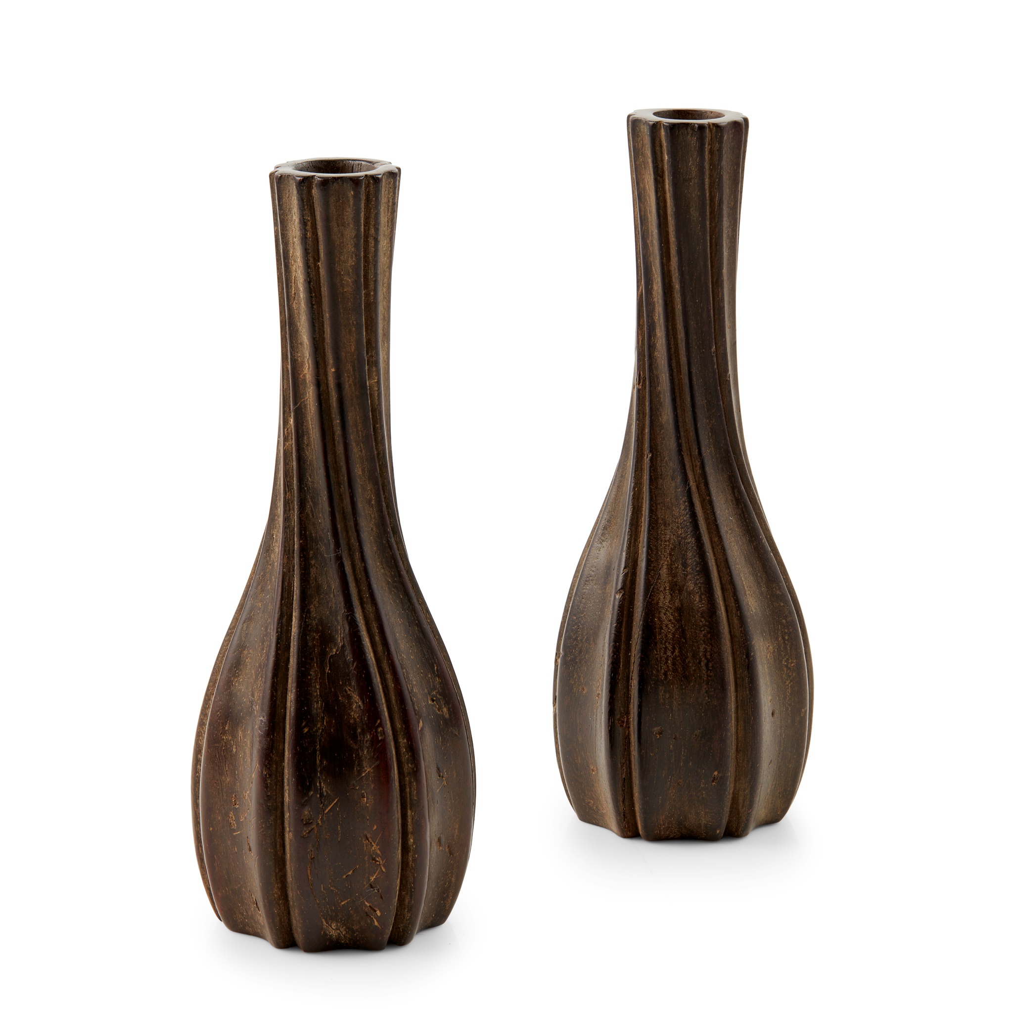PAIR OF CARVED ZITAN VASES