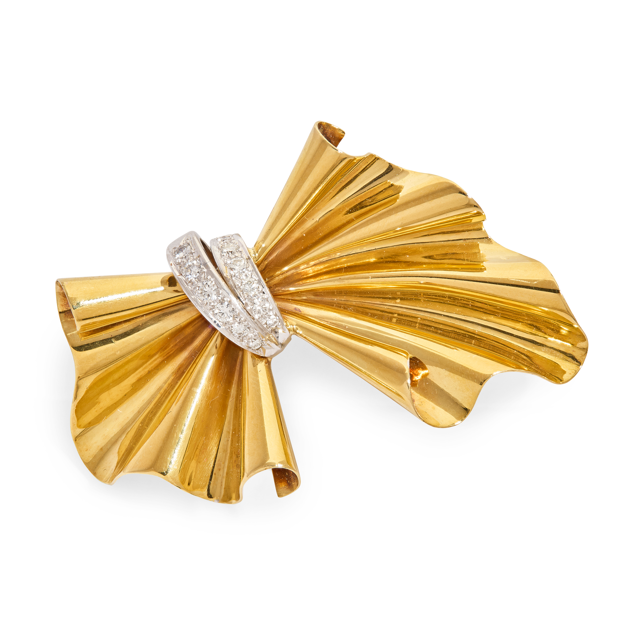 A diamond bow brooch